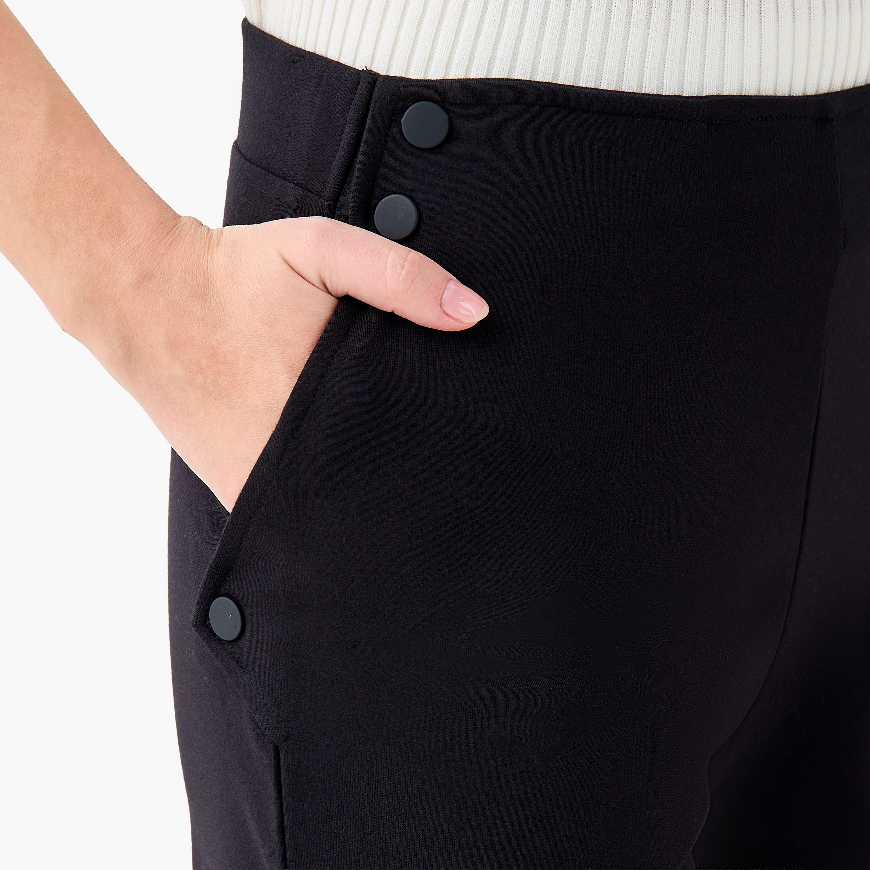 بنطلون بونتي بخصر مرتفع-women-clothing-bottoms-trousers-image-3