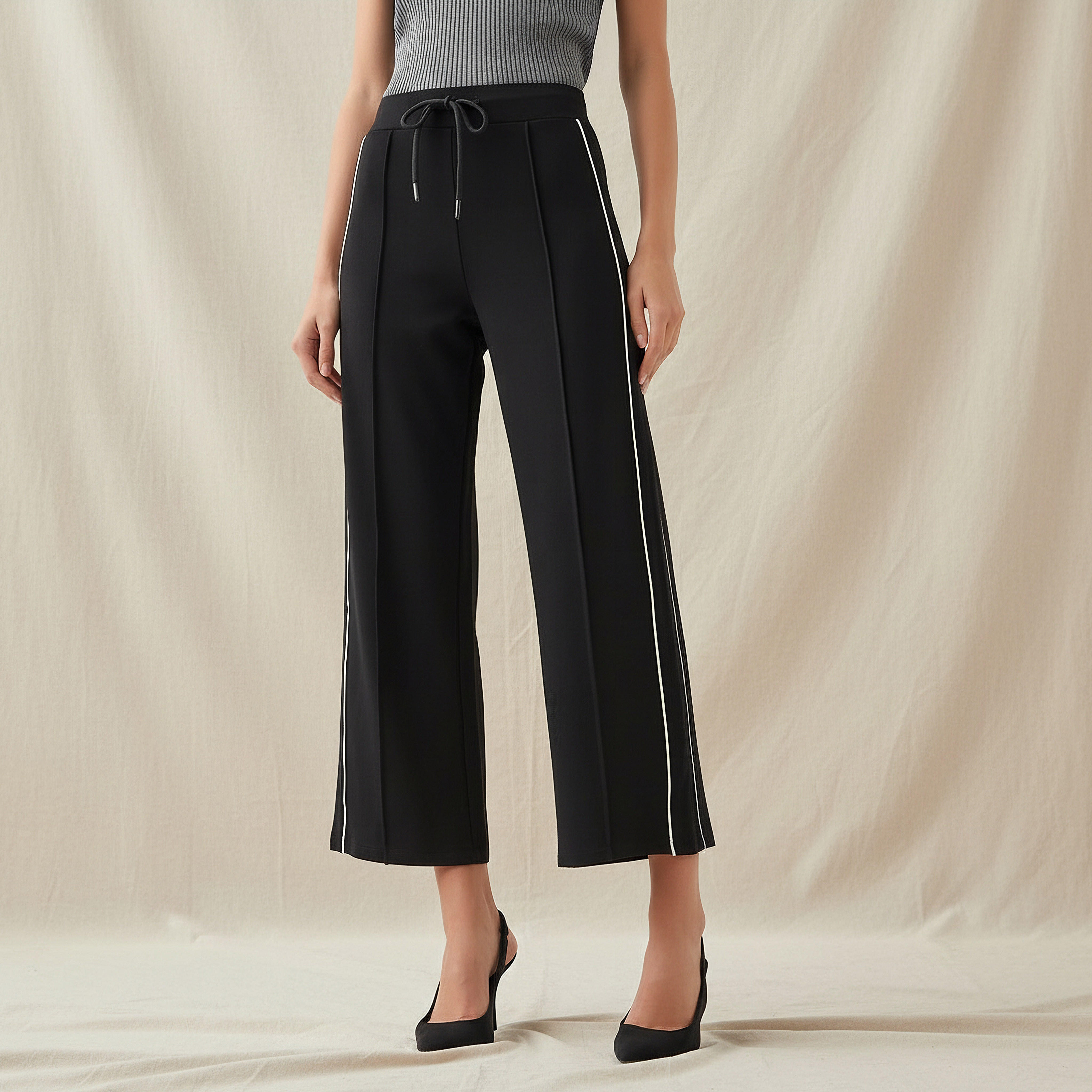 Ponte Straight Leg Trousers with Side Tape-women-clothing-bottoms-trousers-image-1
