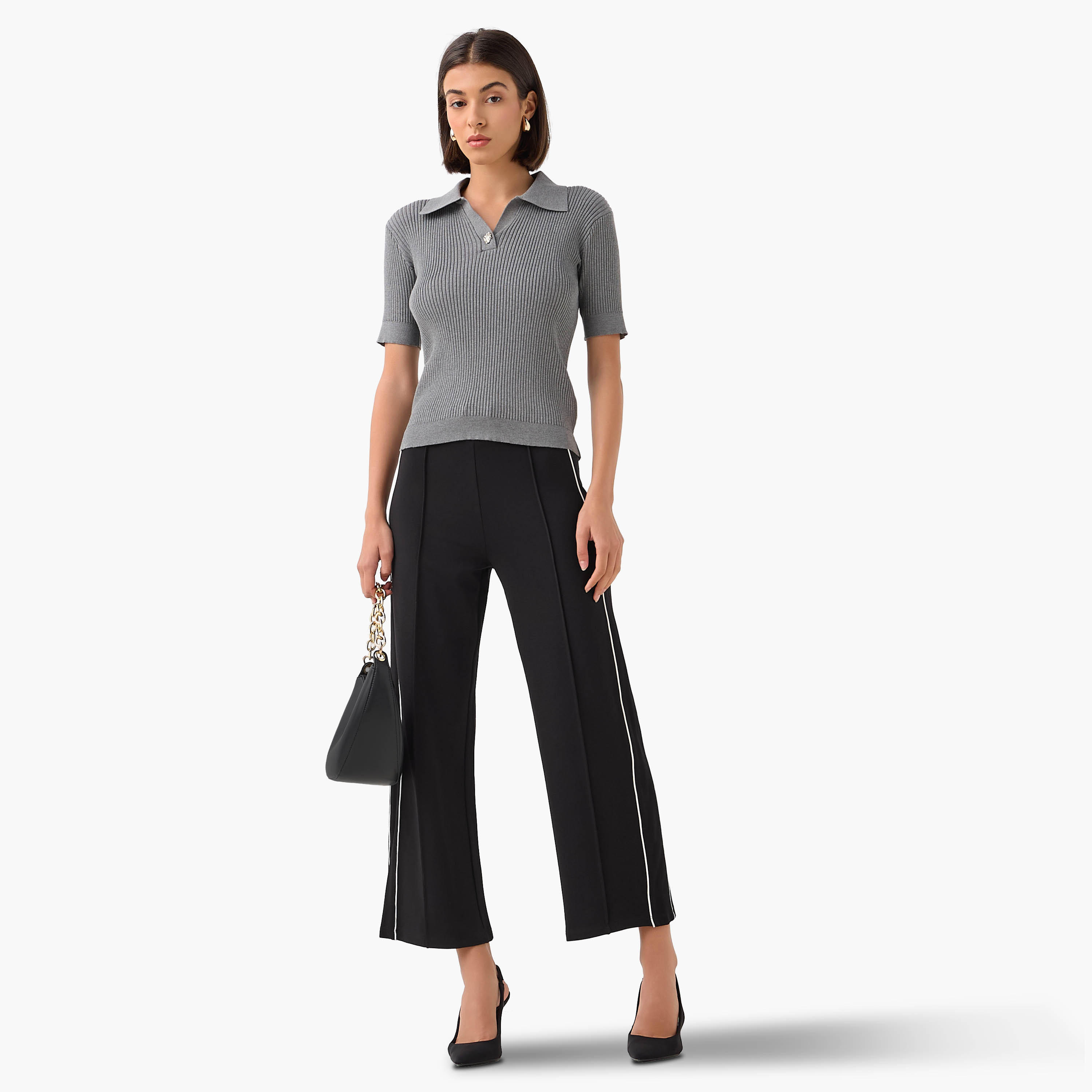 Ponte Straight Leg Trousers with Side Tape-women-clothing-bottoms-trousers-image-2