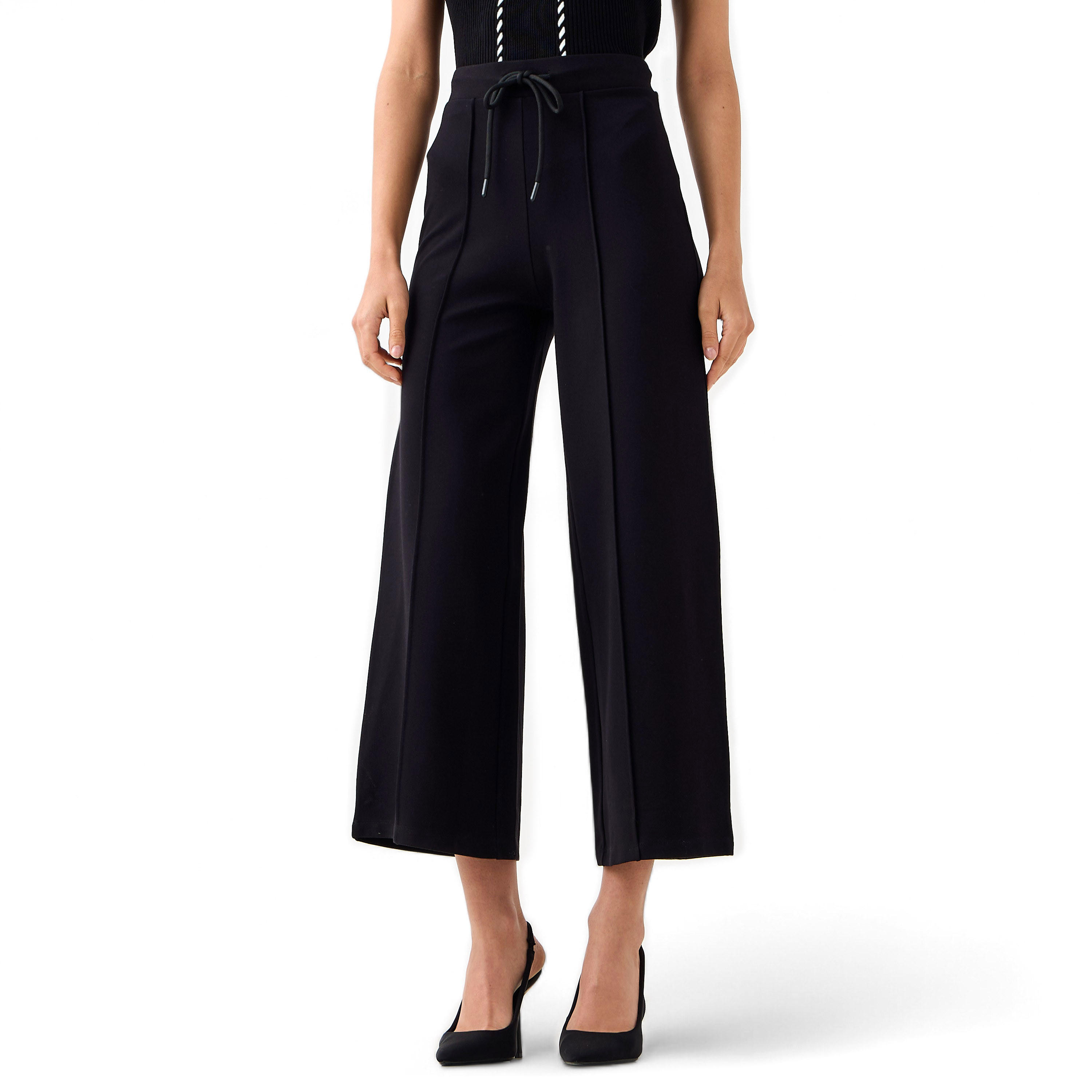 بنطلون واسع قصير بتفاصيل خط بارز-women-clothing-bottoms-trousers-image-2