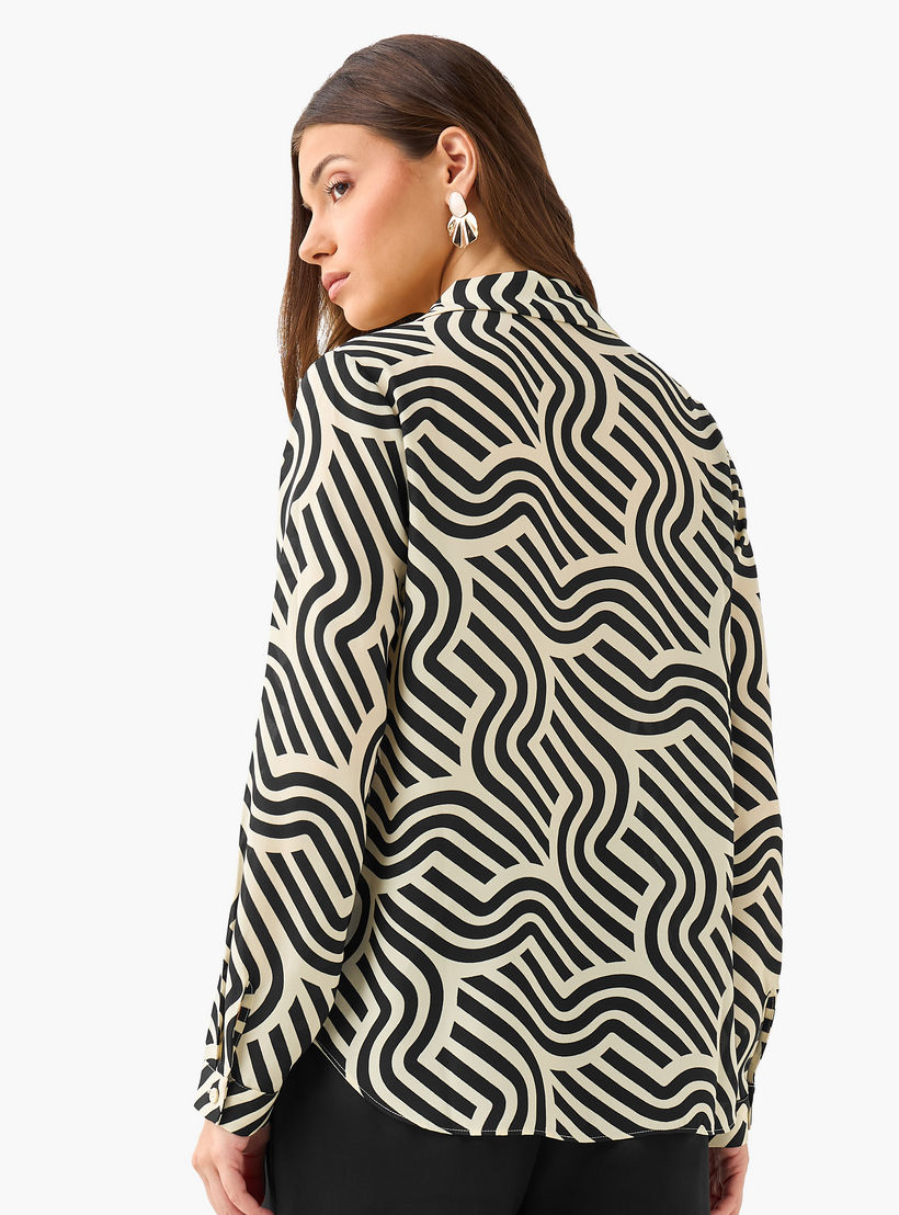 Abstract Print Shirt with Notch Collar-women-clothing-shirtsandblouses-shirts-image-5