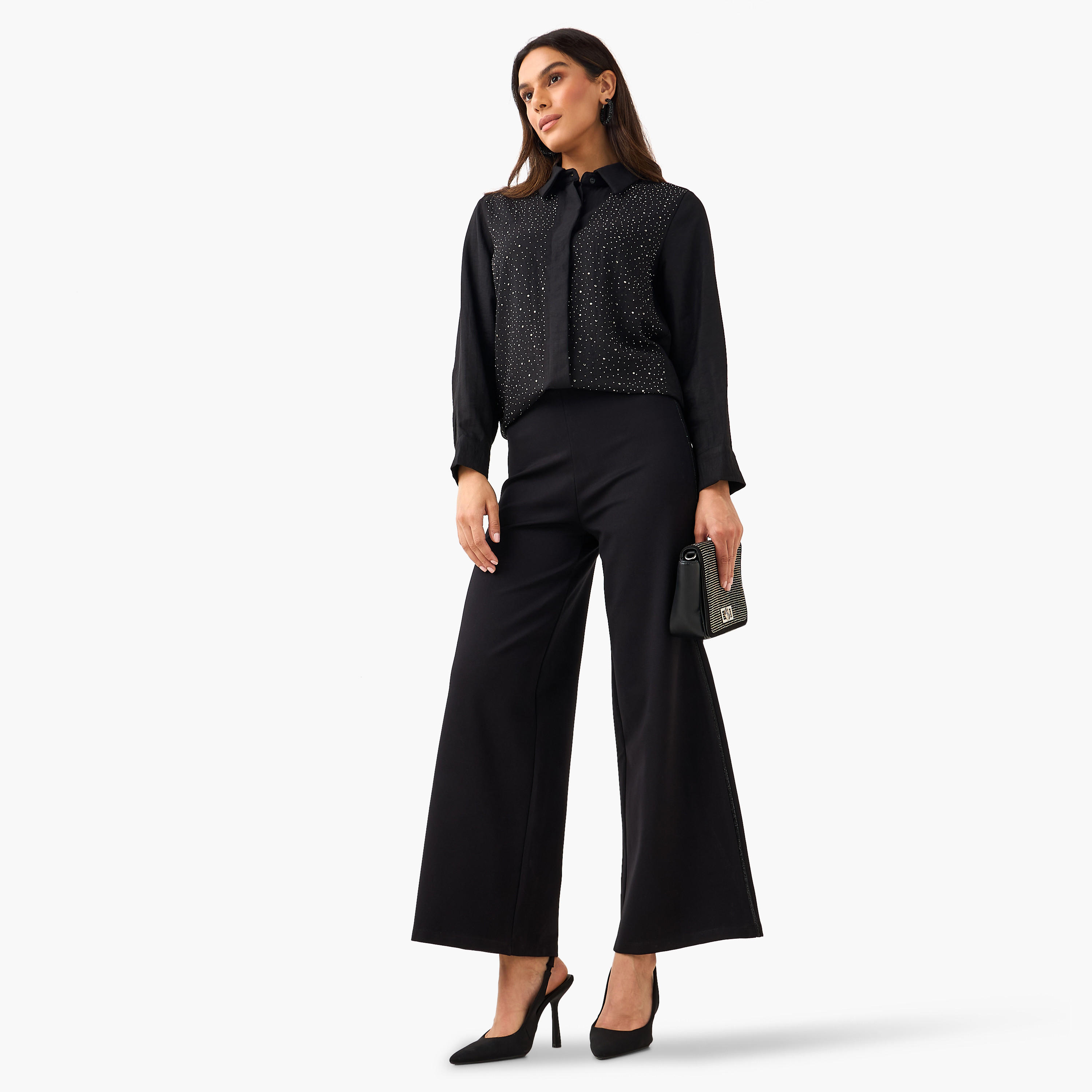 Wide Leg Pants with Rhinestone Embellishment-women-clothing-bottoms-trousers-image-4
