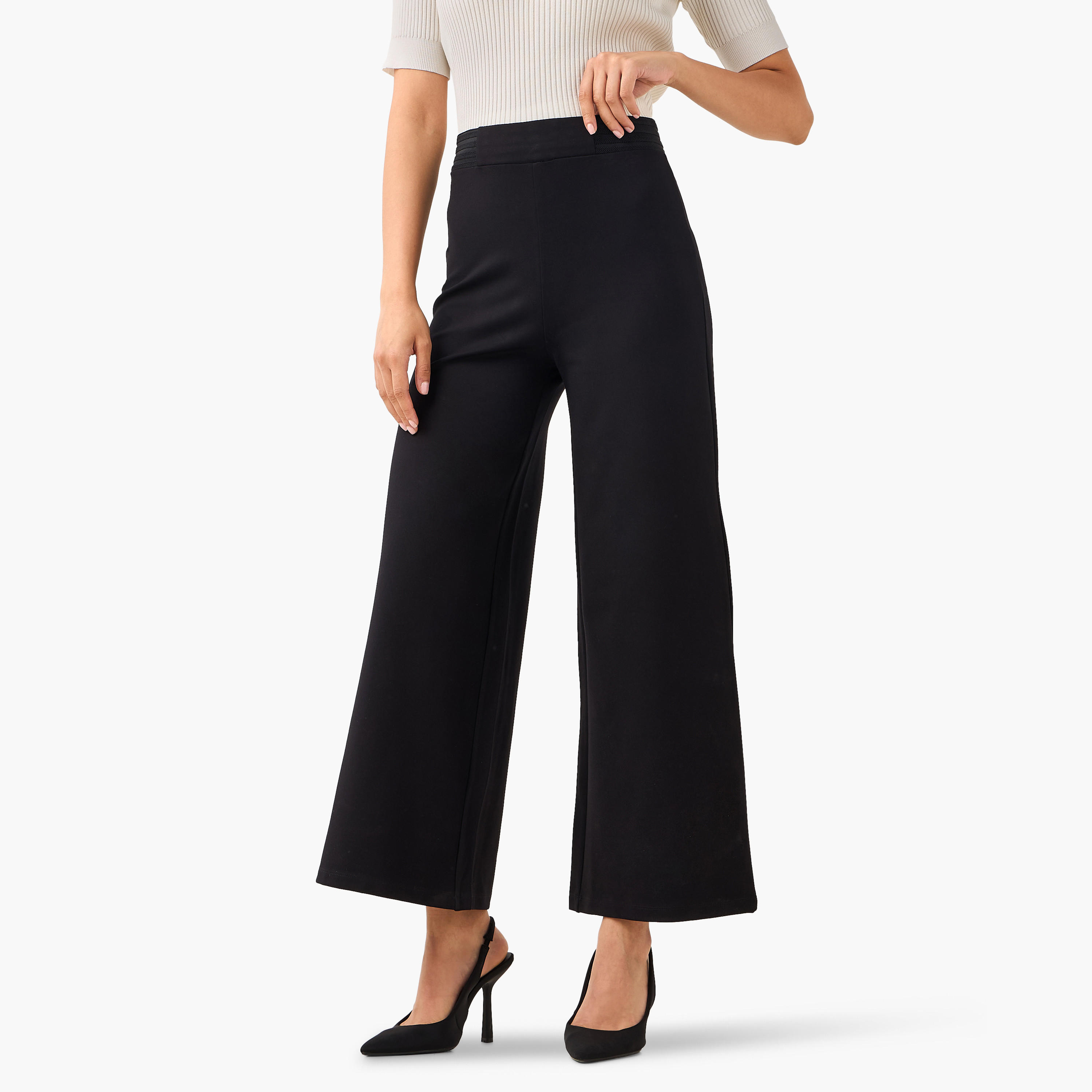 Elasticated Waist Wide Leg Pants-women-clothing-bottoms-trousers-image-2