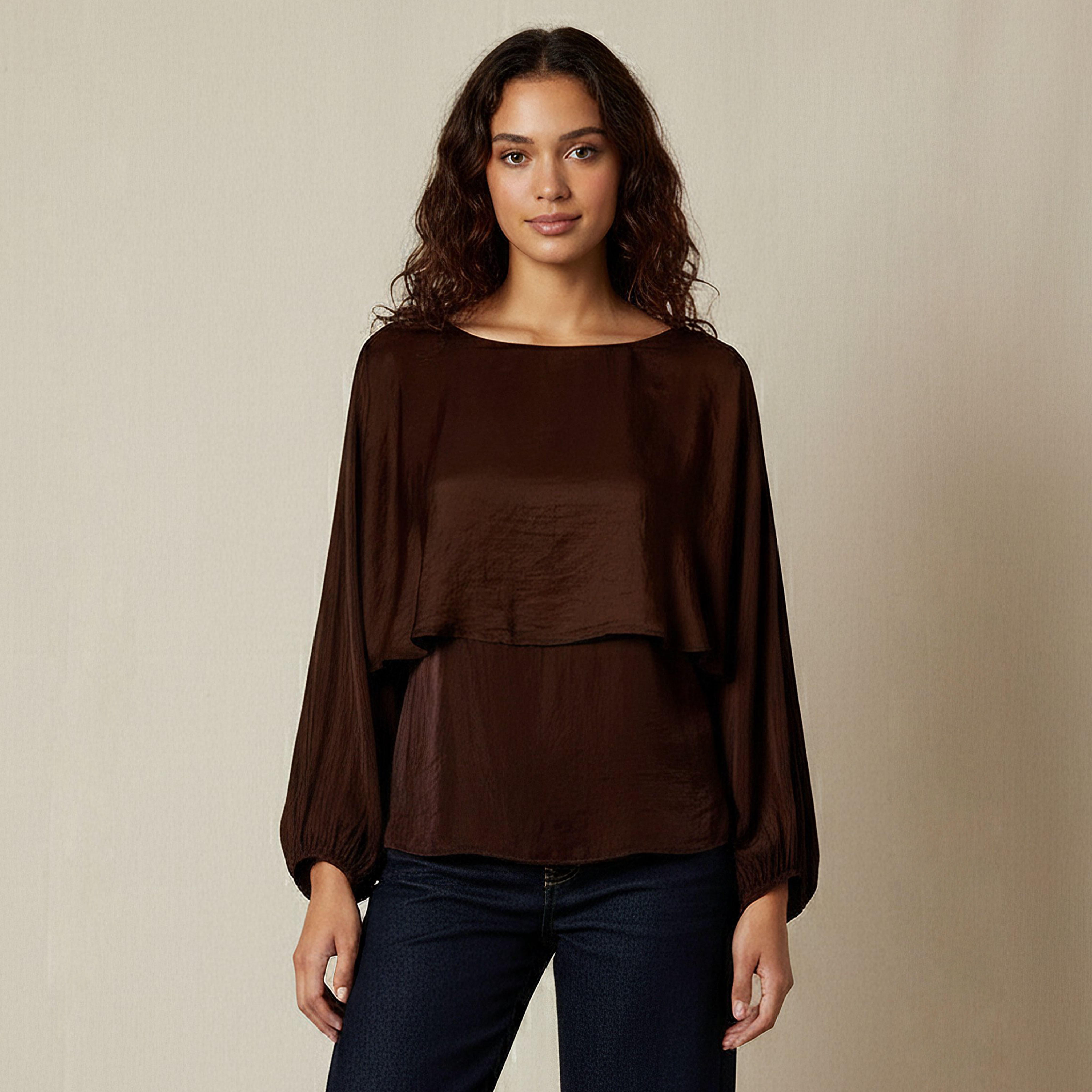 بلوزة طبقات بقصة عادية ورقبة قارب-women-clothing-shirtsandblouses-blouses-image-1