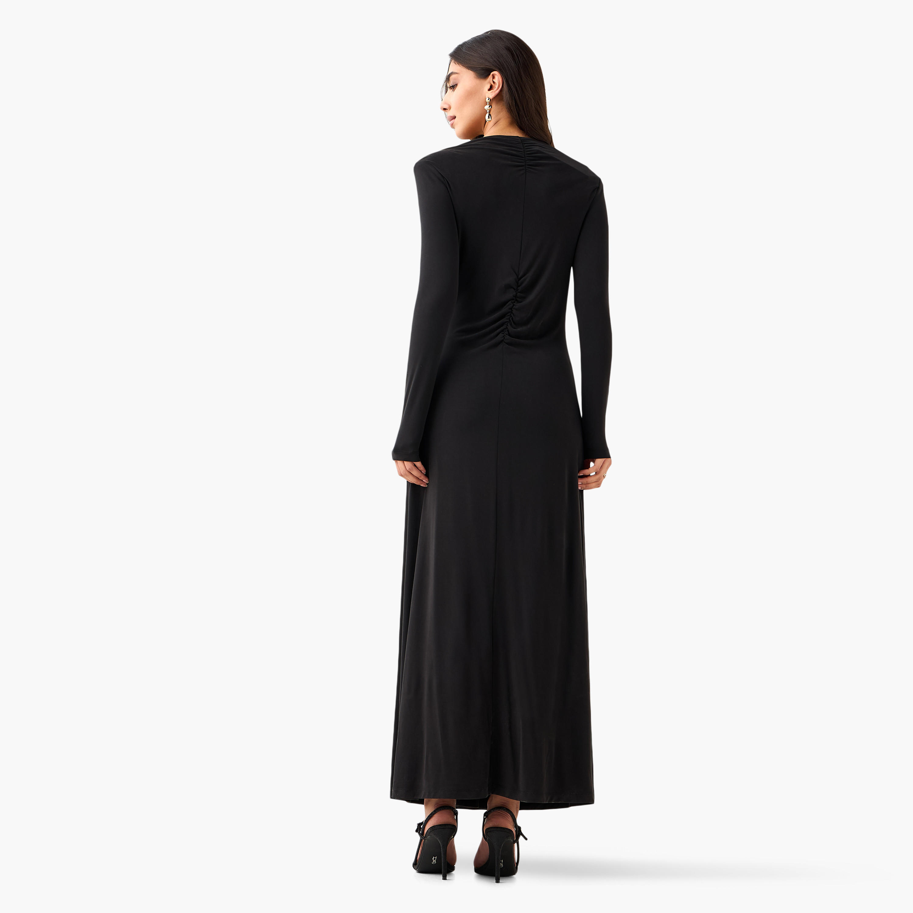 فستان ماكسي برقبة V وبتفاصيل عقدة ملتوية-women-clothing-dresses-image-4