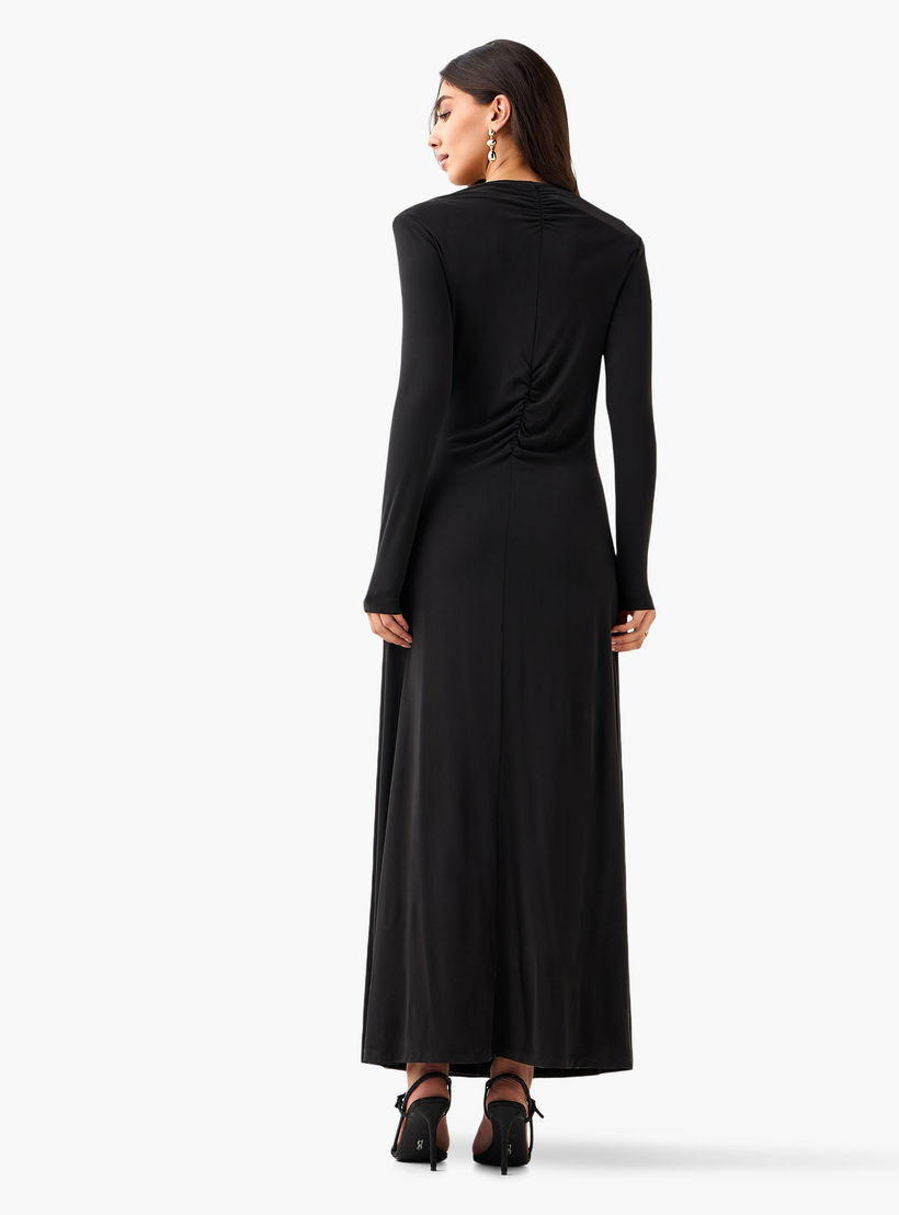 فستان ماكسي برقبة V وبتفاصيل عقدة ملتوية-women-clothing-dresses-image-4