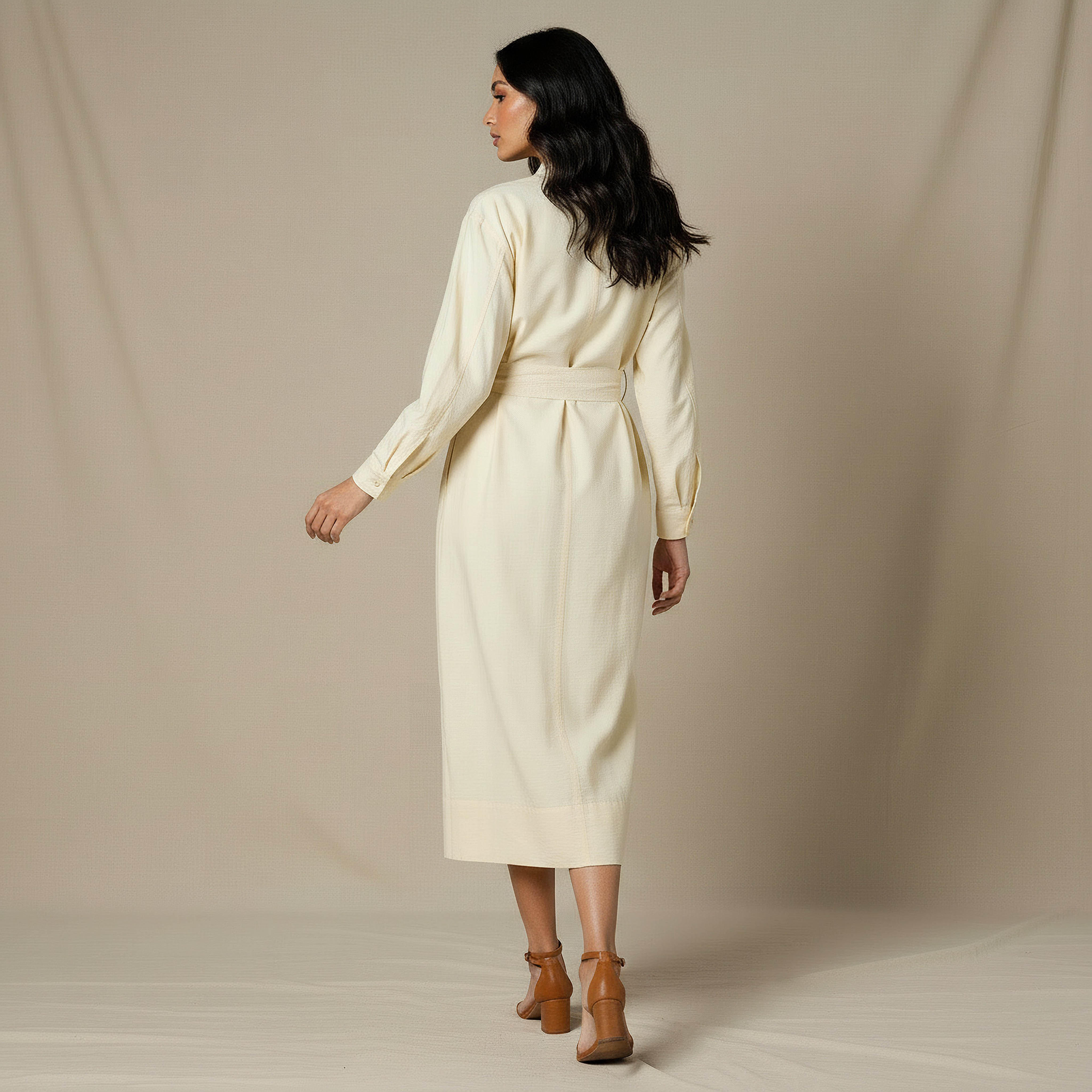 A-line Midi Dress with Belt-women-clothing-dresses-image-3