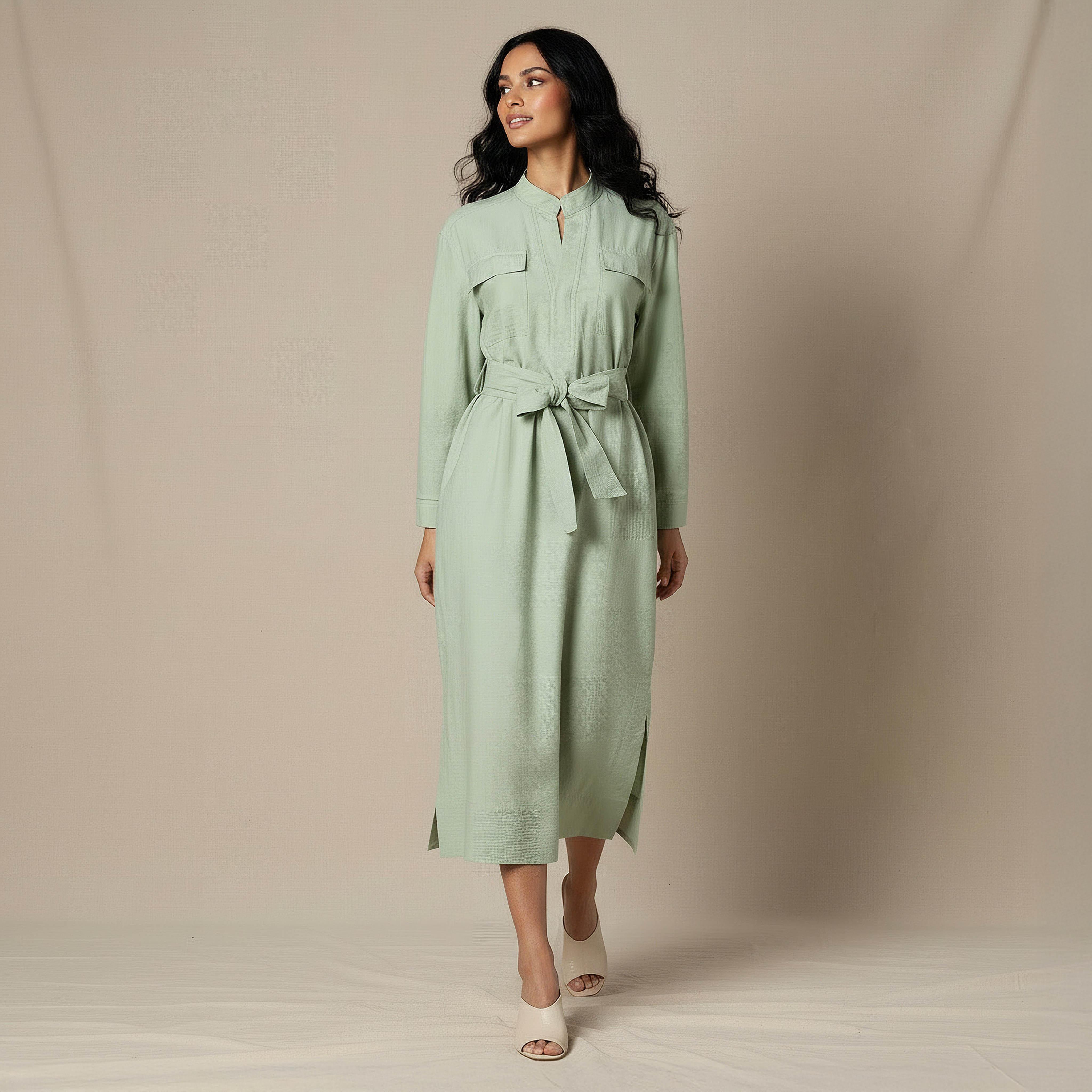 فستان ميدي إيه لاين بحزام-women-clothing-dresses-image-2