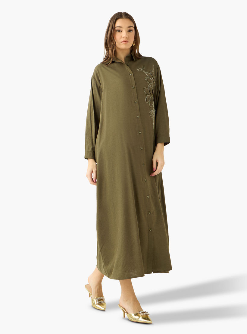 فستان قميص ماكسي بزخارف زهور-women-clothing-dresses-image-2