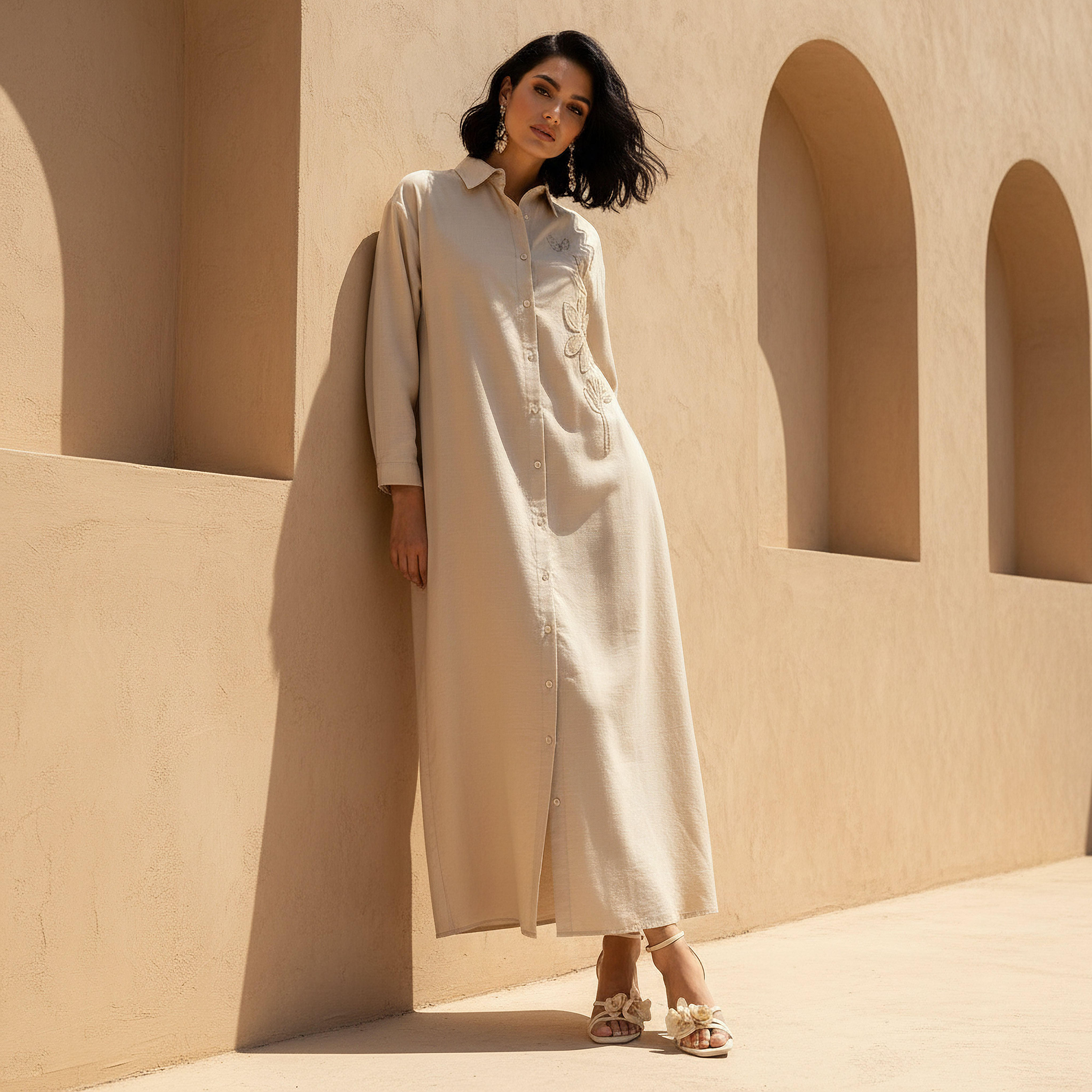 فستان قميص ماكسي بزخارف زهور-women-clothing-dresses-image-1