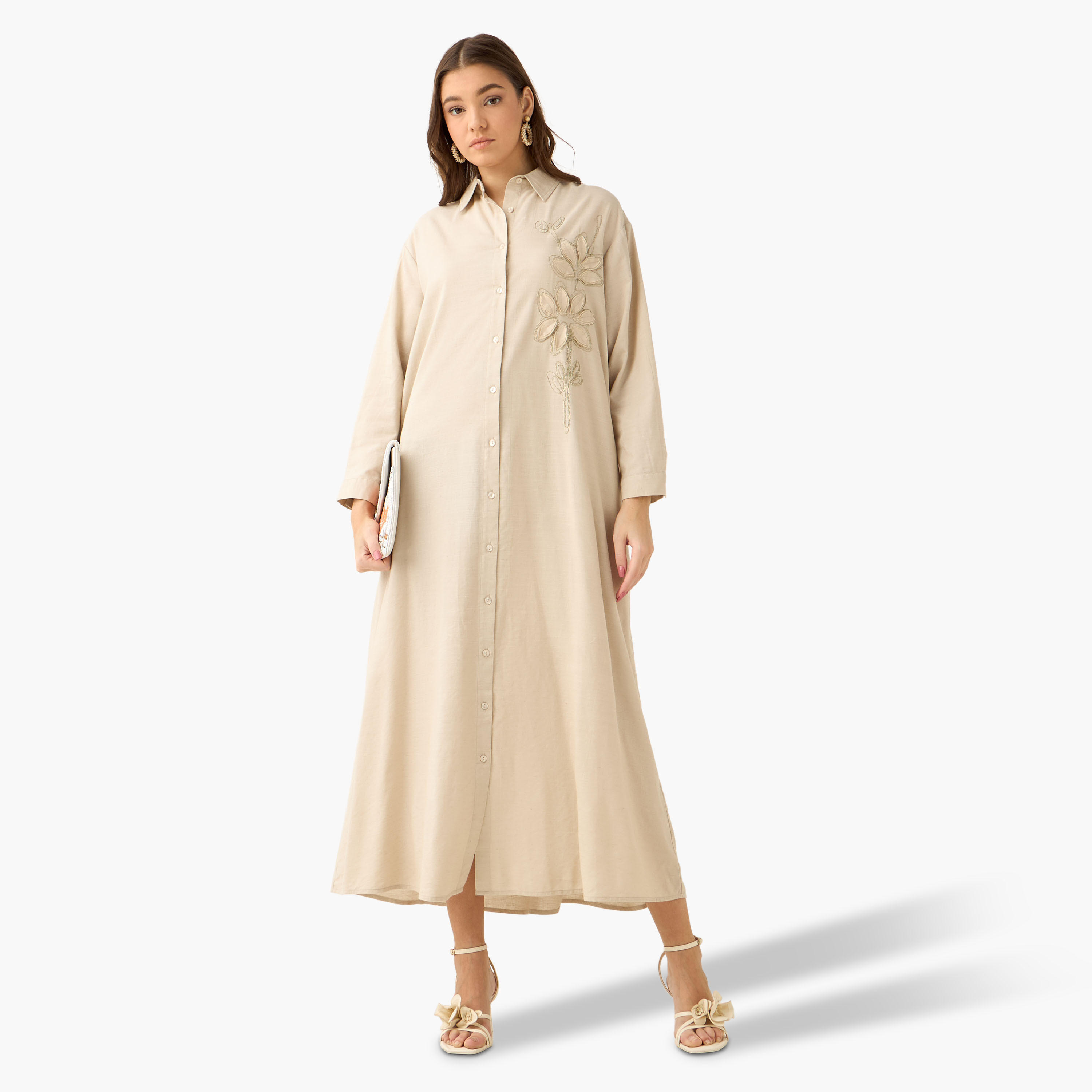 فستان قميص ماكسي بزخارف زهور-women-clothing-dresses-image-3
