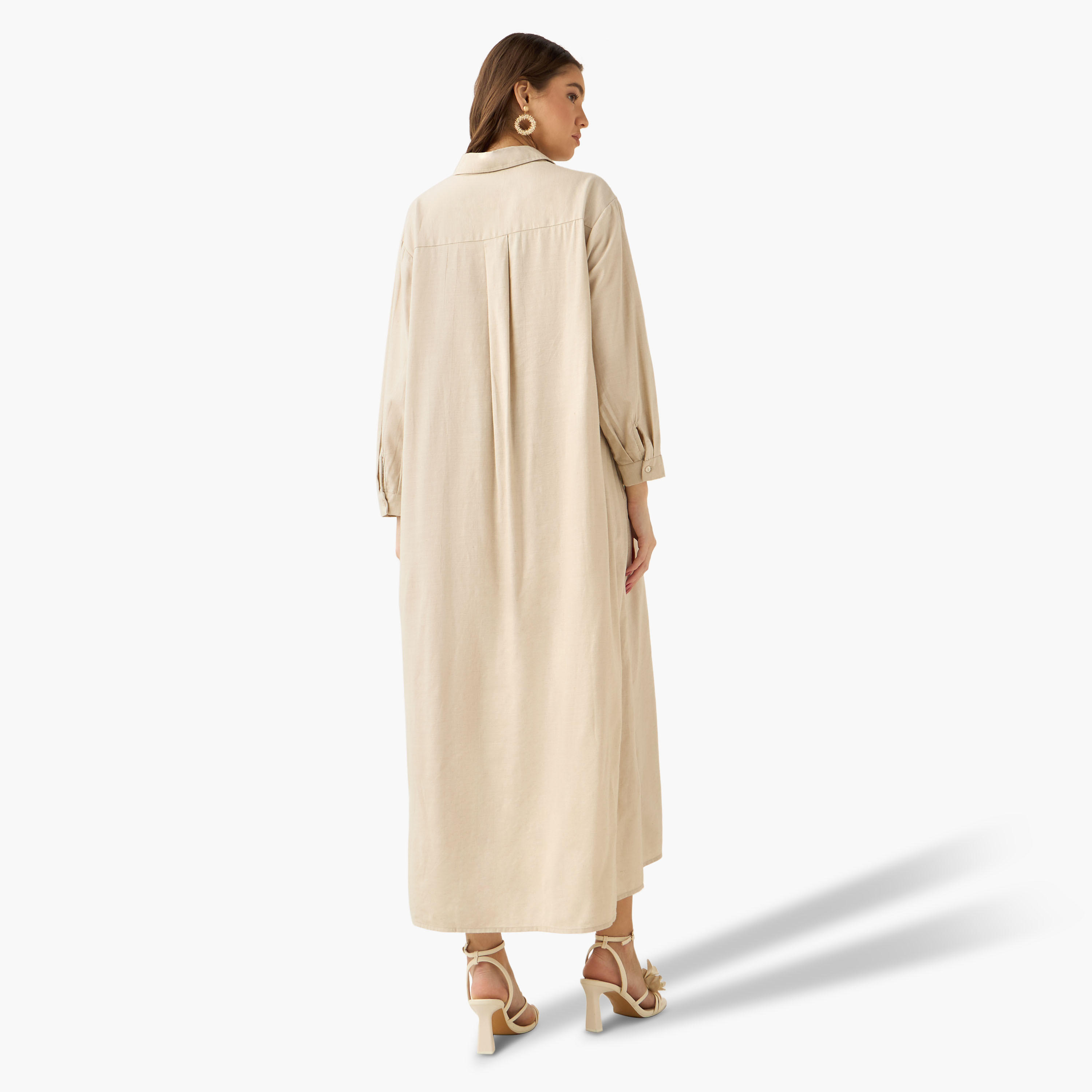Maxi Shirt Dress with Floral Applique-women-clothing-dresses-image-4