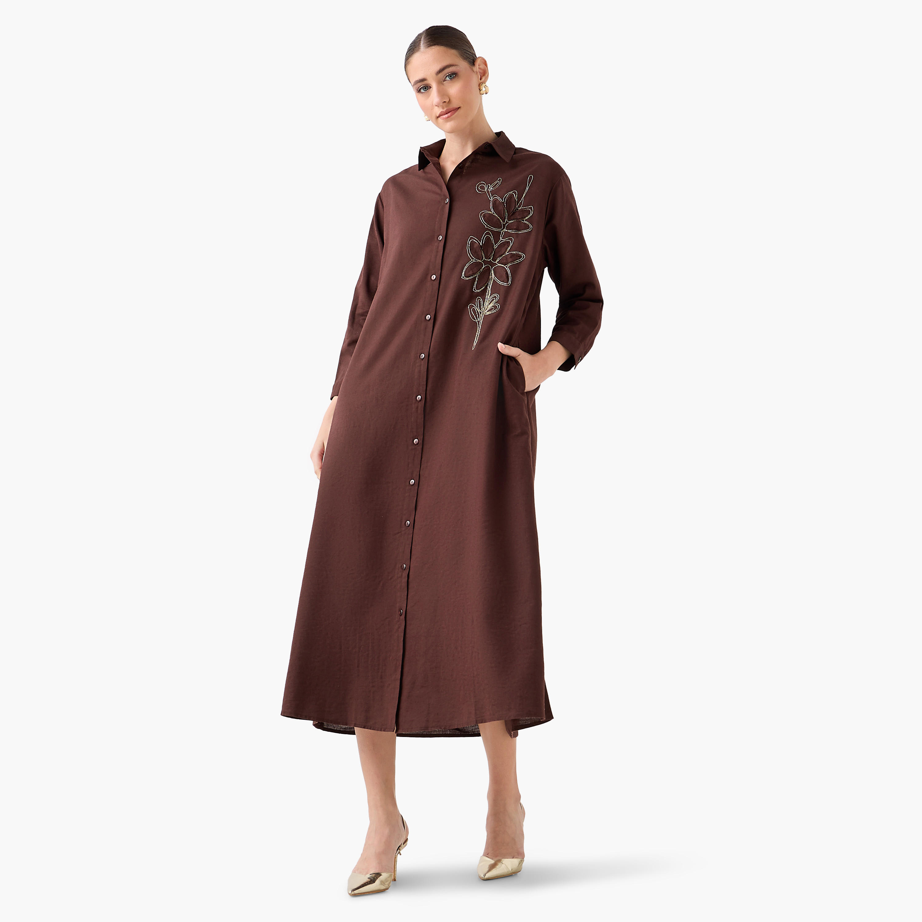 فستان قميص ماكسي بزخارف زهور-women-clothing-dresses-image-5