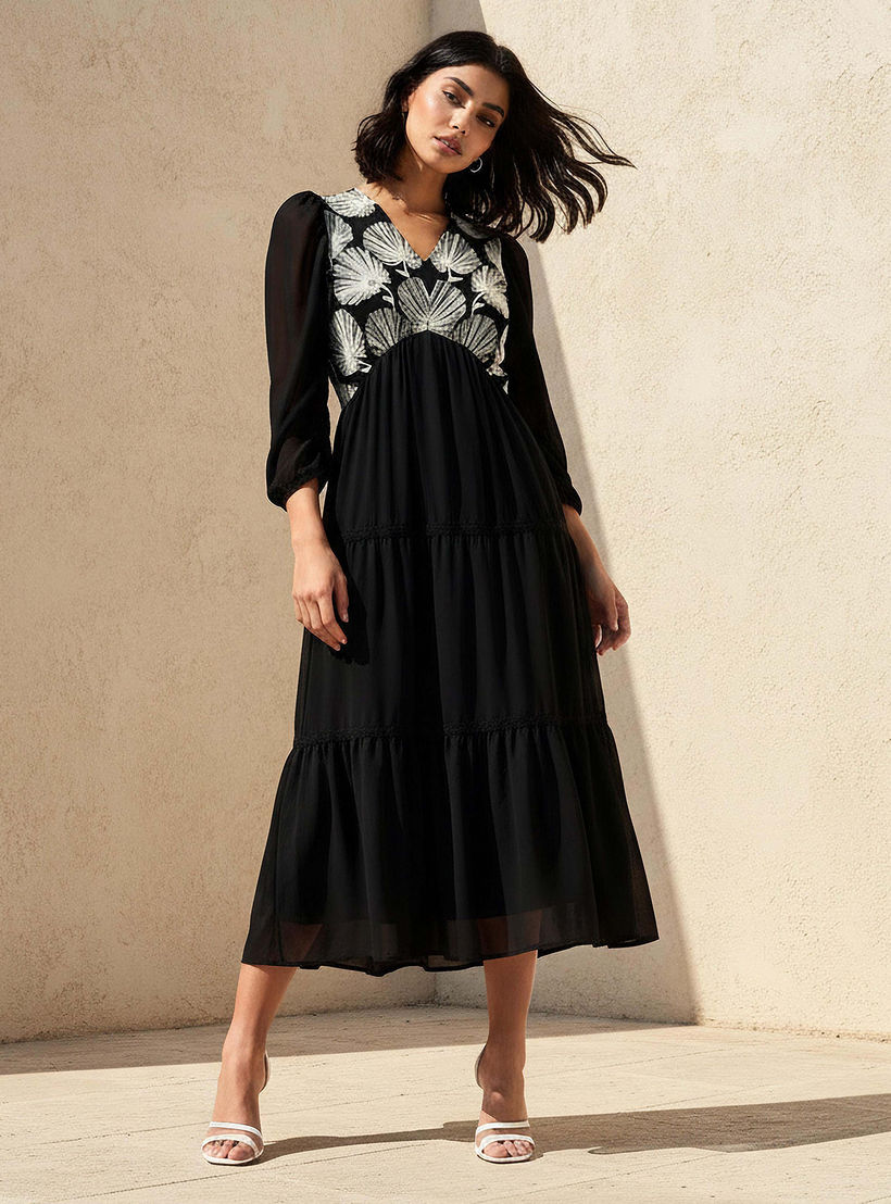 A-Line Tiered Women Dress Embroidered-women-clothing-dresses-image-1