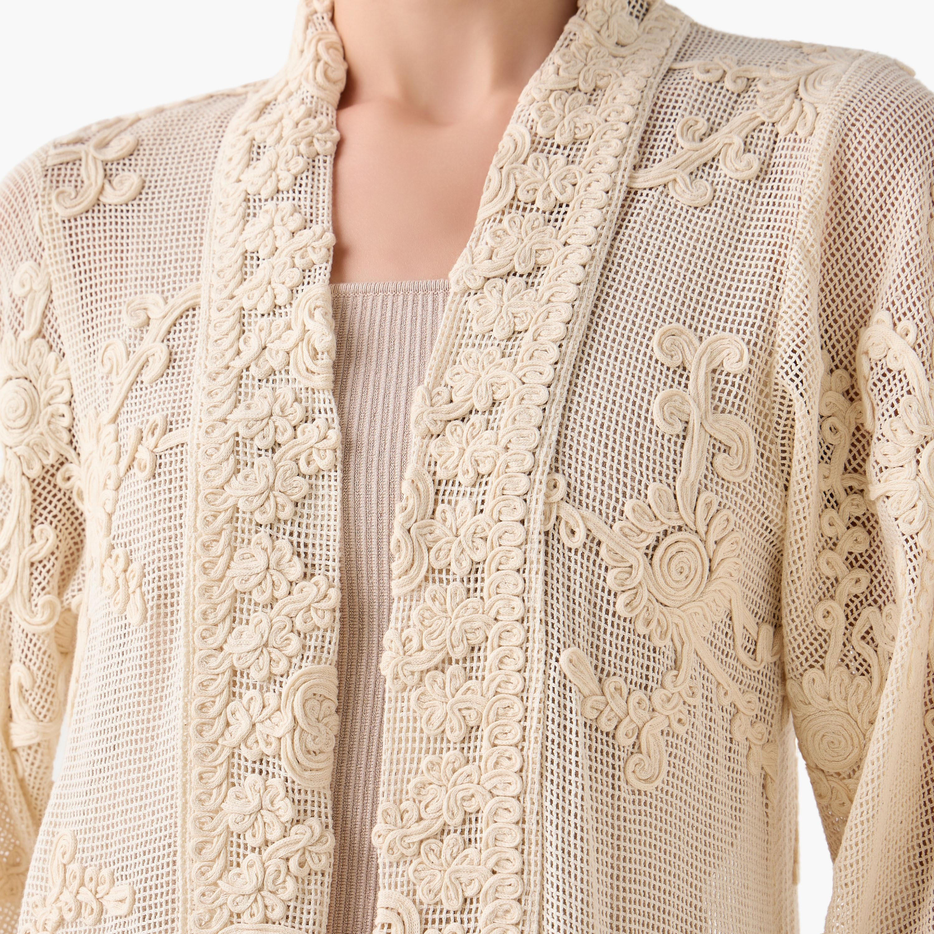 Floral Lace Mesh Open Front Shrug-women-clothing-shirtsandblouses-blouses-image-2