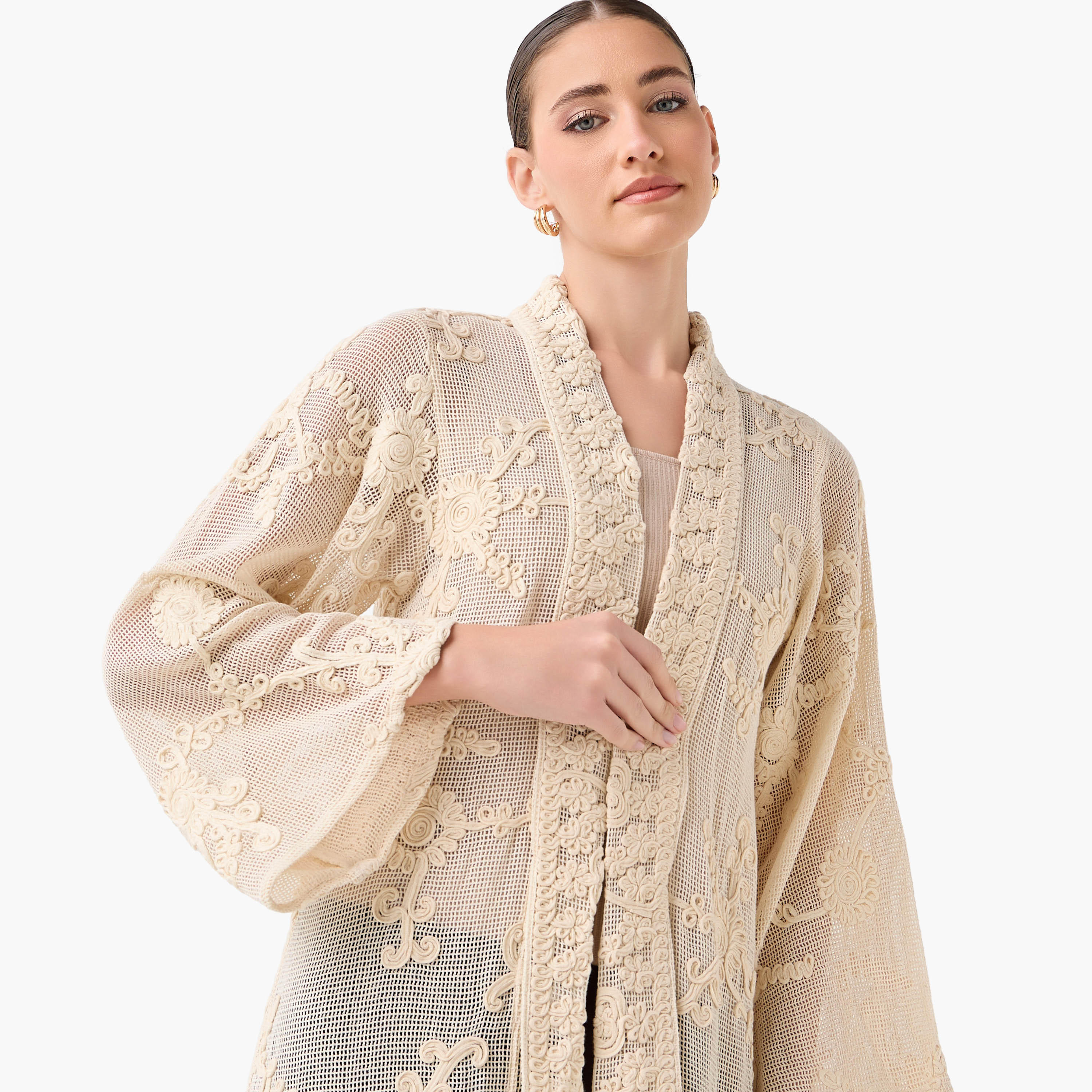 Floral Lace Mesh Open Front Shrug-women-clothing-shirtsandblouses-blouses-image-8