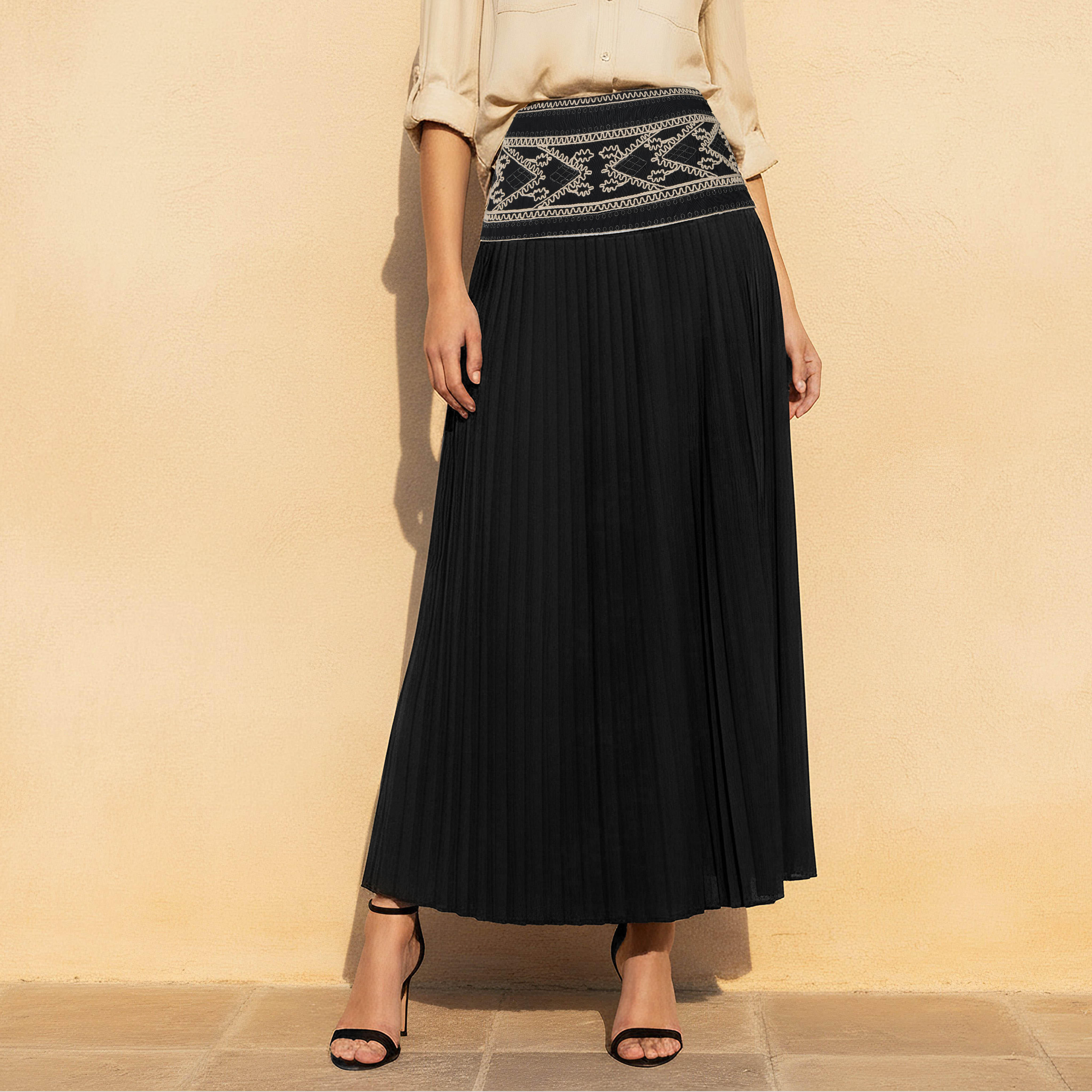 Midi A-line Pleated Skirt with Embroidered Detail-women-clothing-bottoms-skirts-image-1