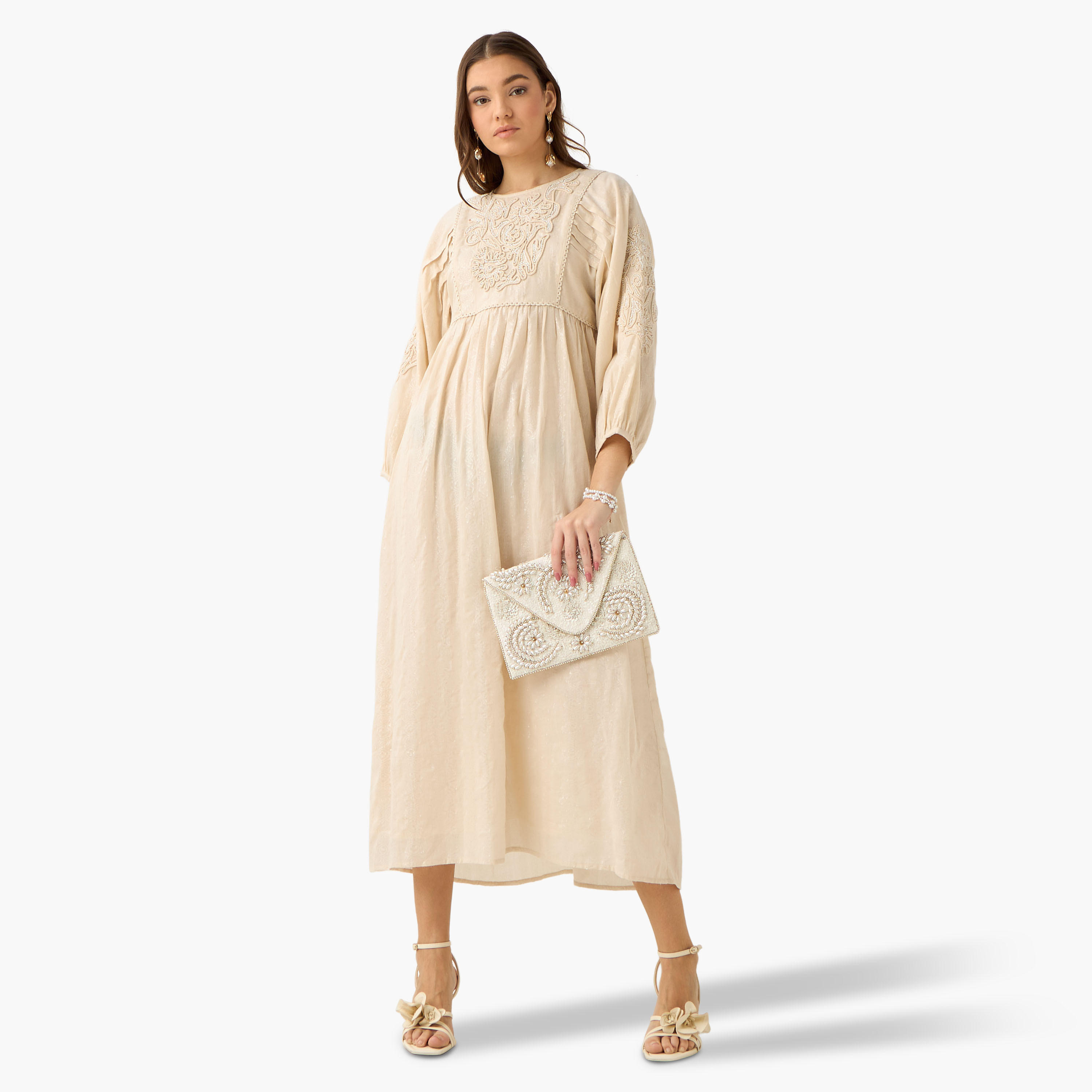 A-line Maxi Dress with Pearl Embellishments-women-clothing-dresses-image-3