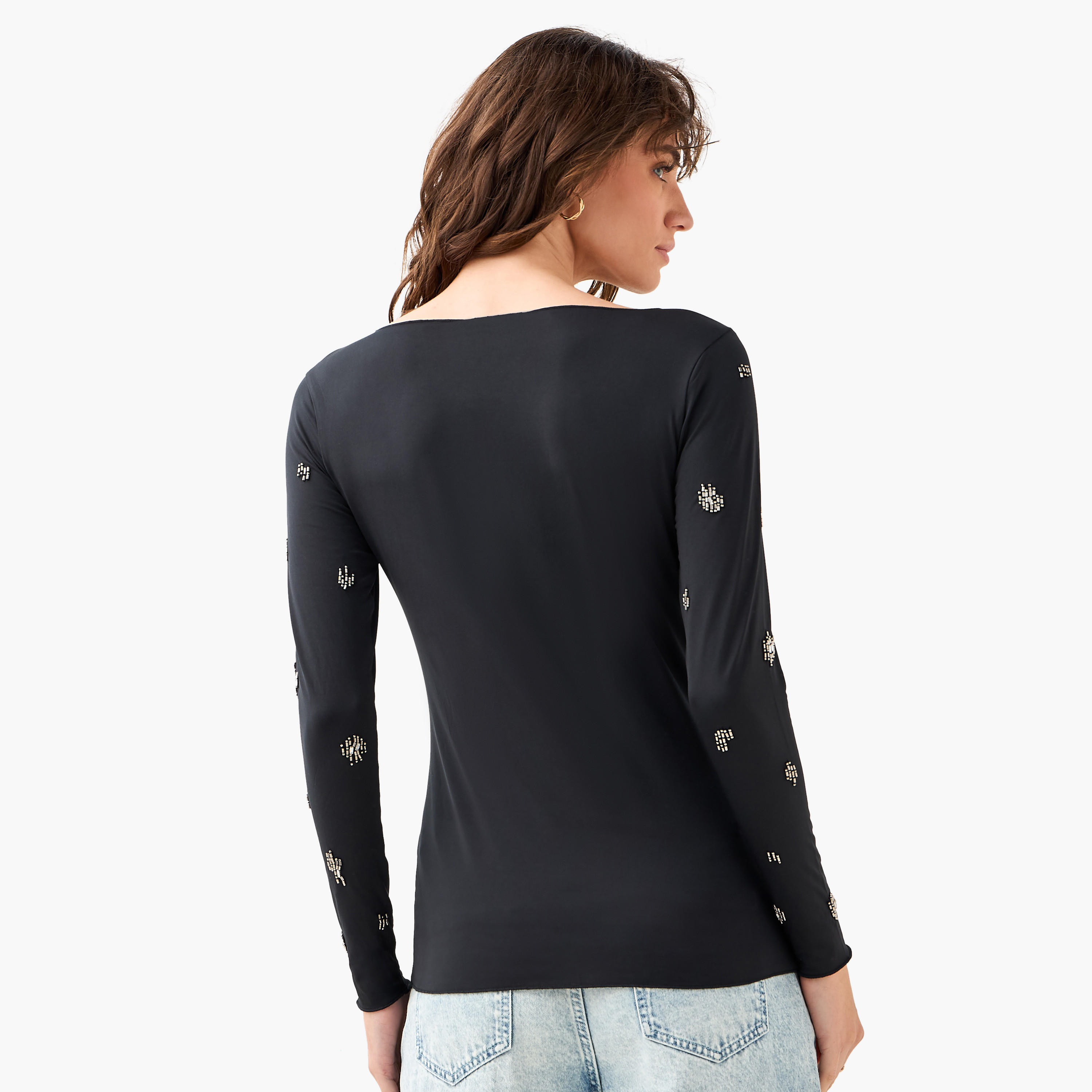 T-Shirt with Embellished Detail-women-clothing-tshirts-image-5