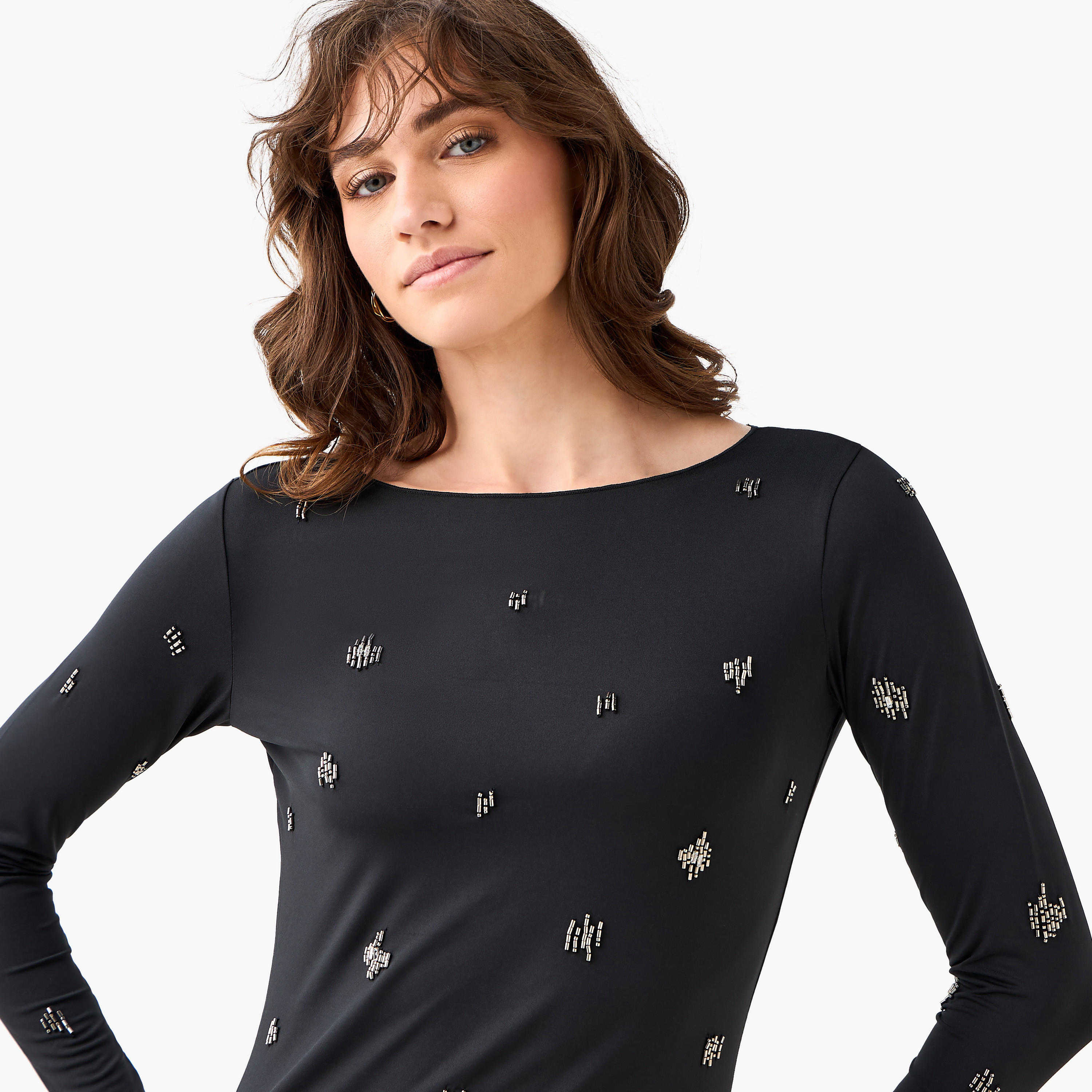 T-Shirt with Embellished Detail-women-clothing-tshirts-image-7