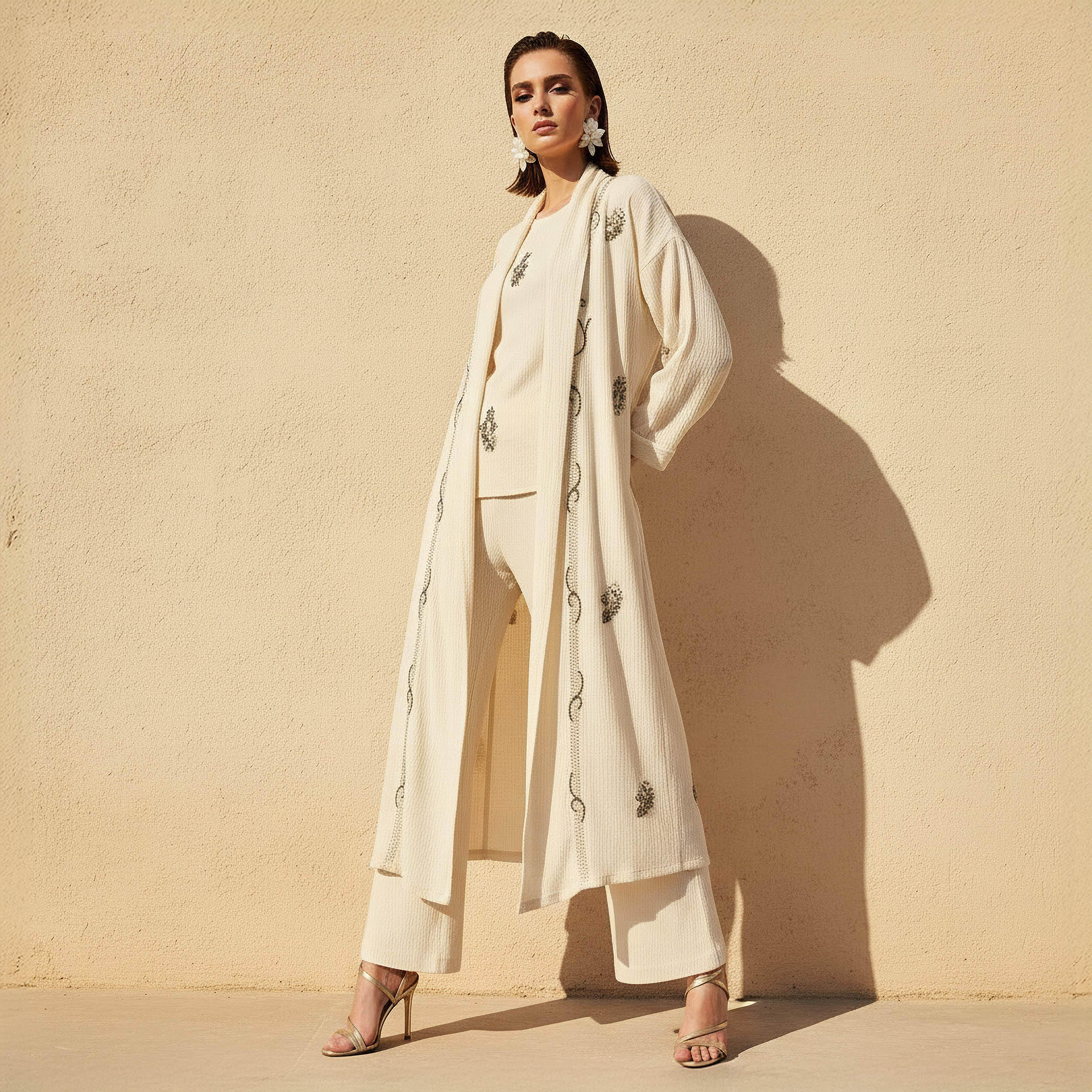 جاكيت فيسكوز مفتوحة من الأمام بتزيينات خرز-women-clothing-coordsets-image-6