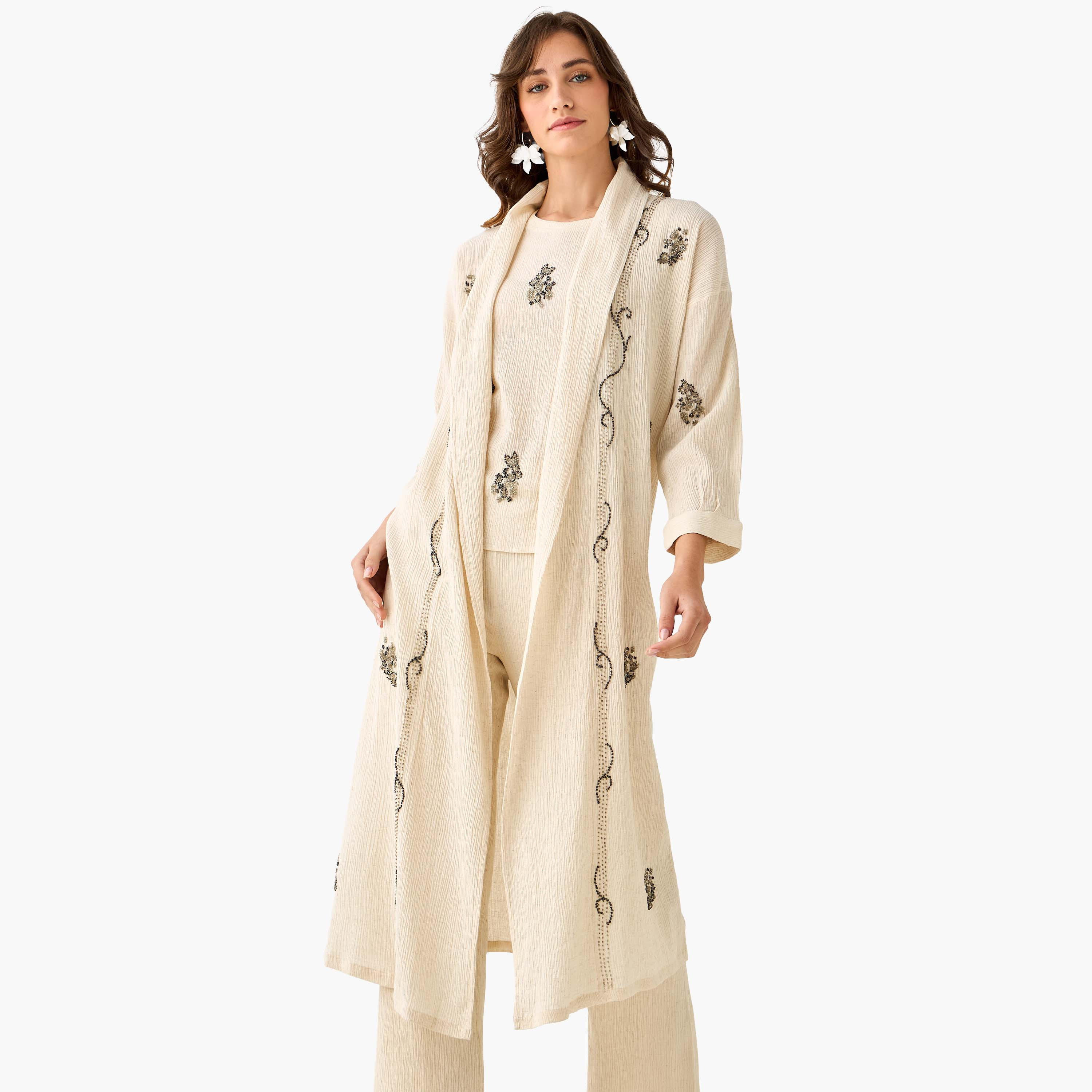 Viscose Open Front Shrug with Bead Embellishment-women-clothing-coordsets-image-3