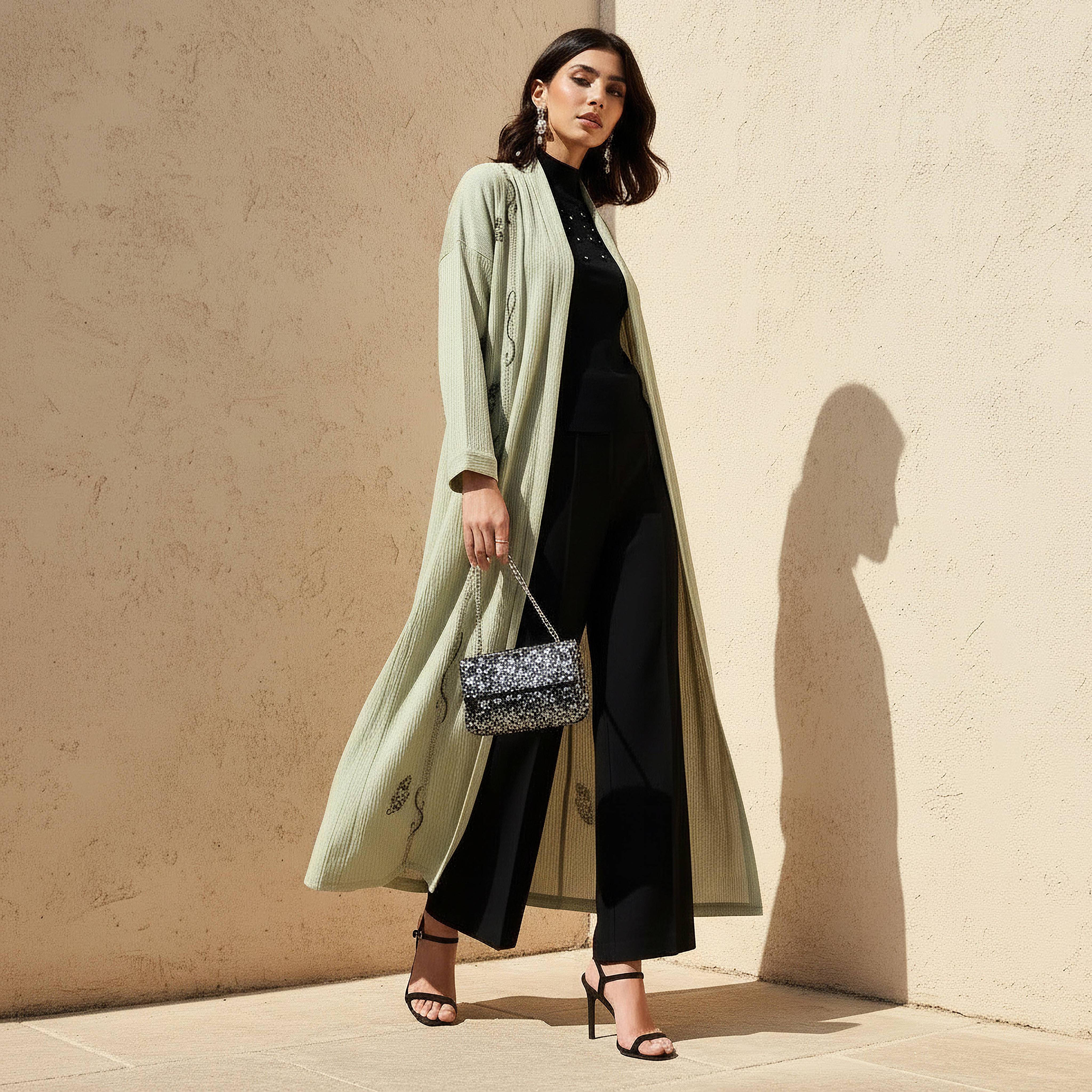 جاكيت فيسكوز مفتوحة من الأمام بتزيينات خرز-women-clothing-coordsets-image-2