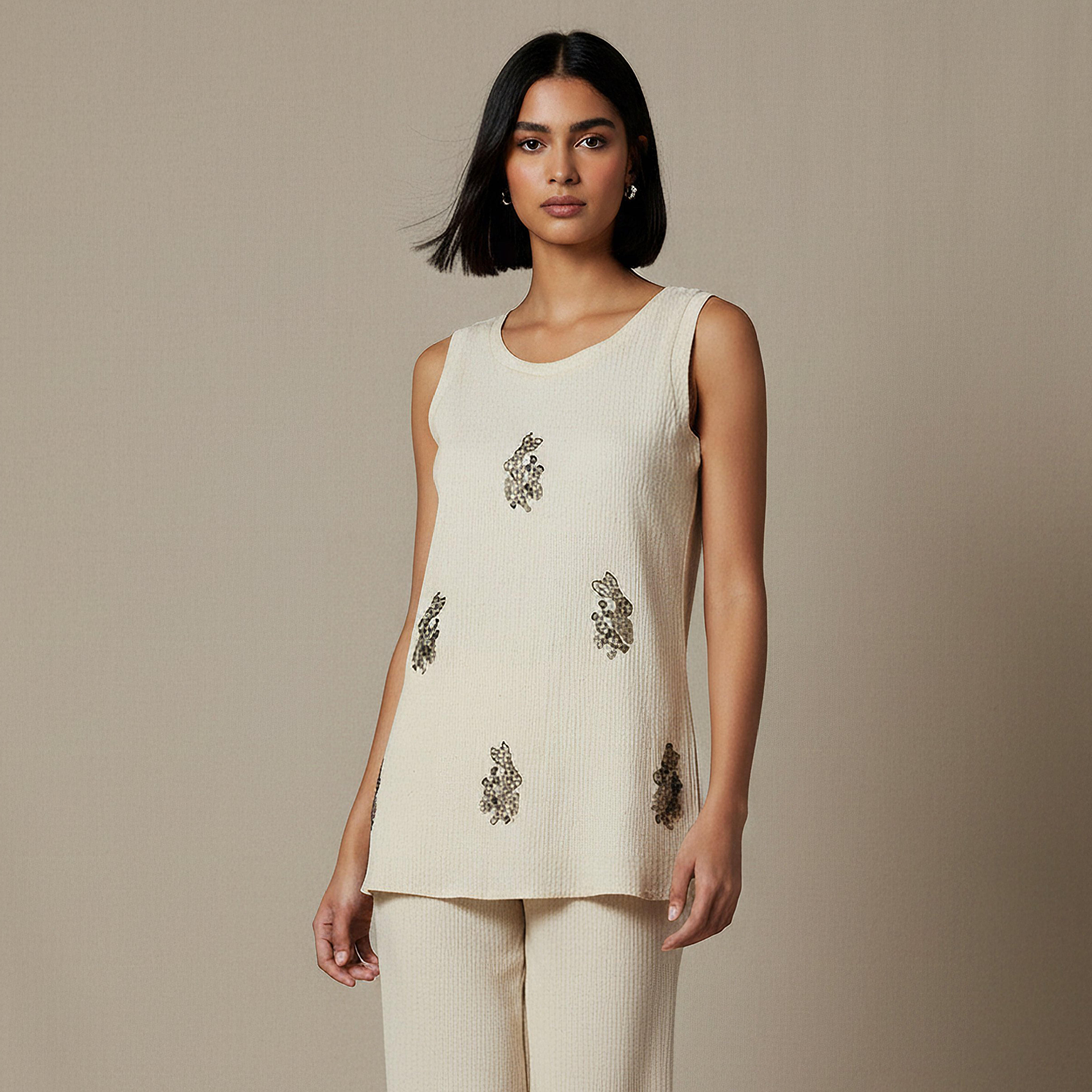 Regular Fit Top with Embellishment-women-clothing-coordsets-image-1