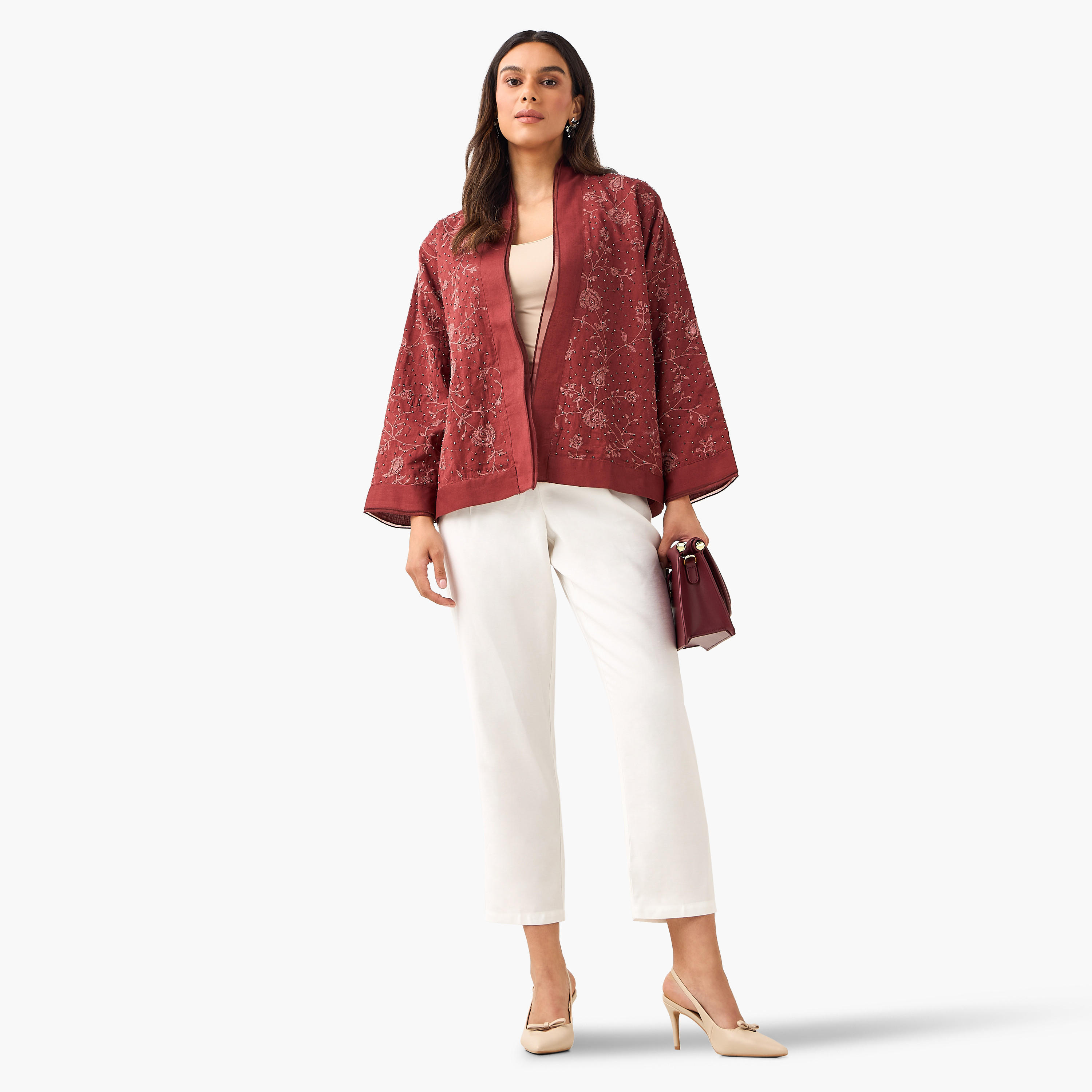 سترة شروج جاكار بقصة مريحة وزينة-women-clothing-shirtsandblouses-blouses-image-4