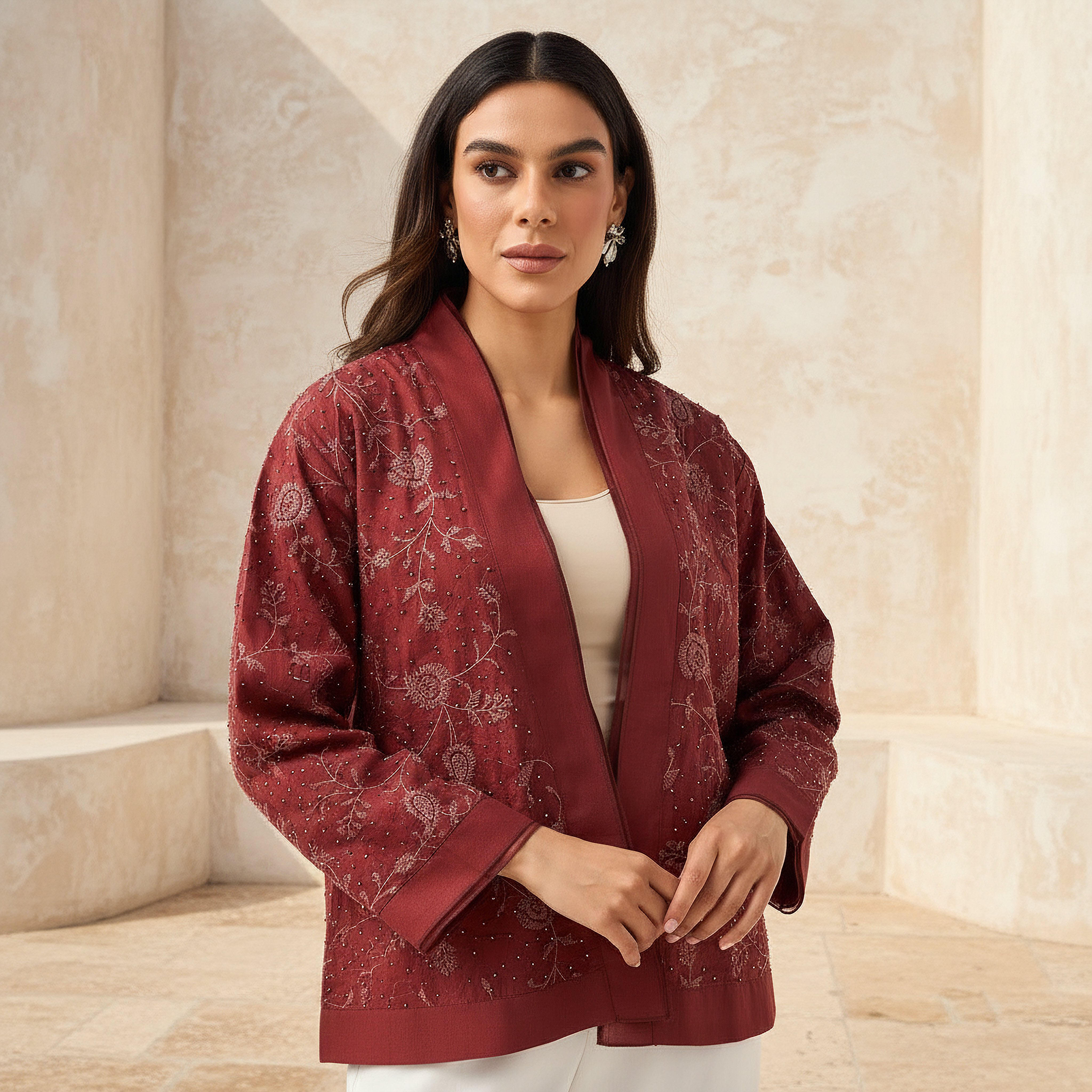 سترة شروج جاكار بقصة مريحة وزينة-women-clothing-shirtsandblouses-blouses-image-1