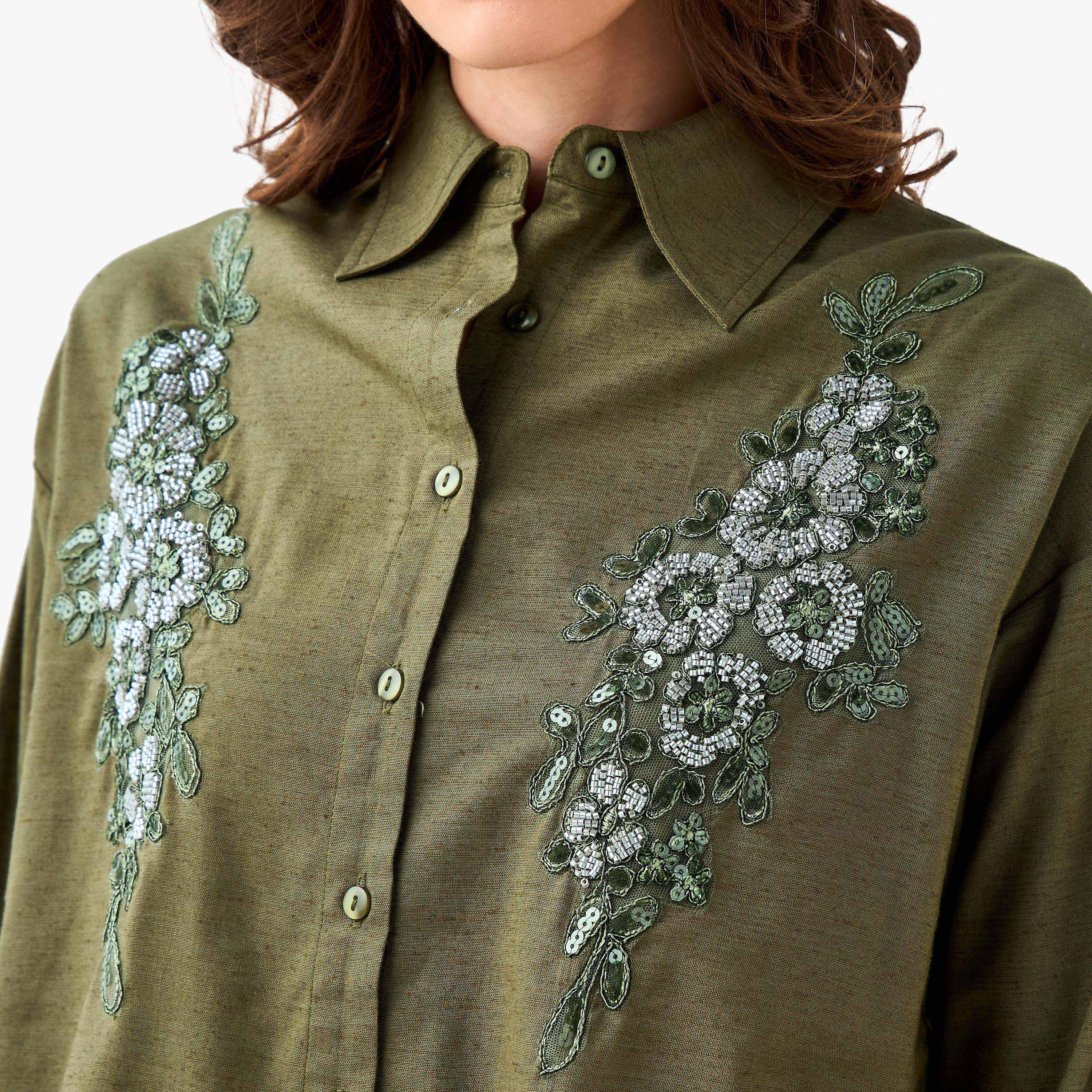 Shirt with Floral Embroidery and Embellishment-women-clothing-shirtsandblouses-shirts-image-5