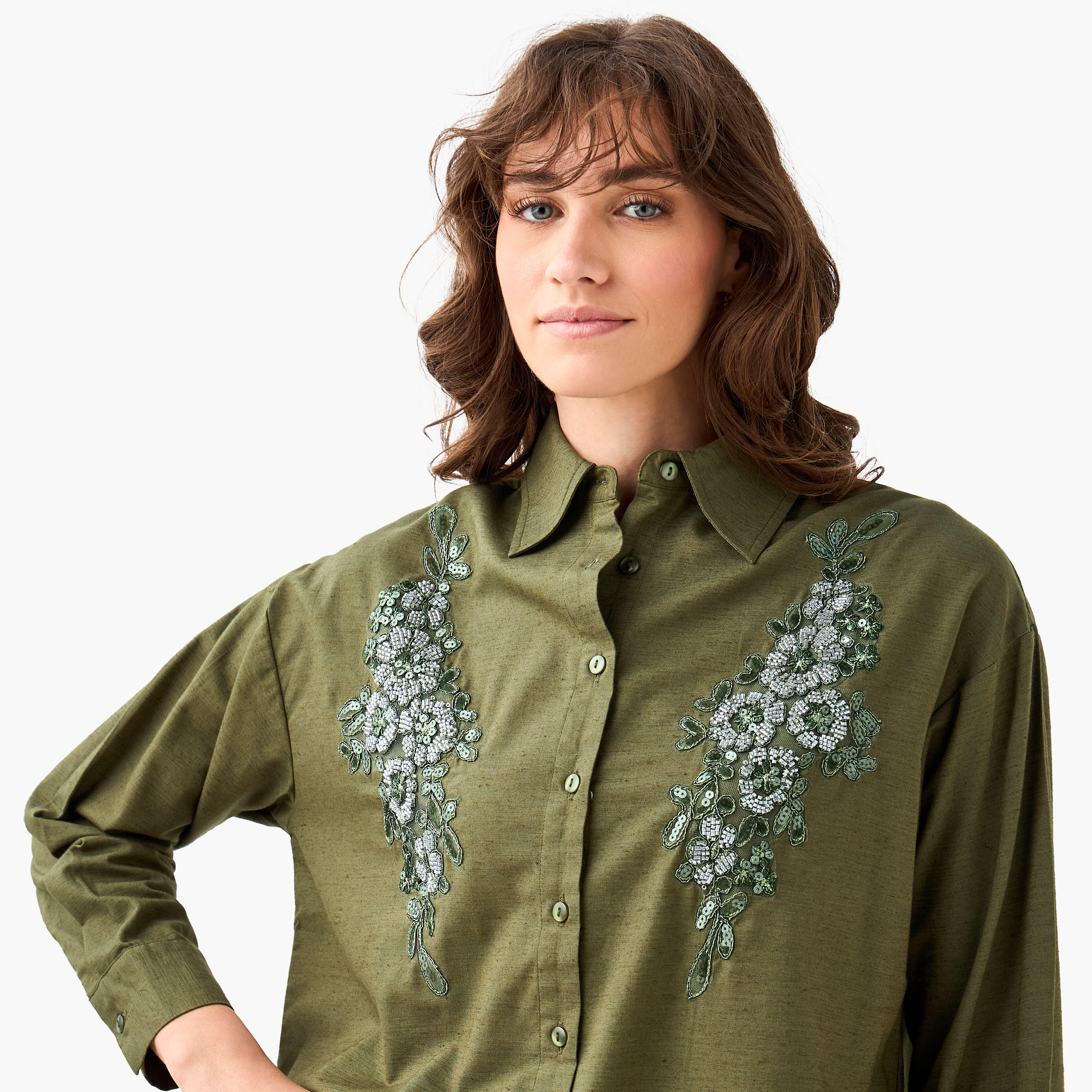 Shirt with Floral Embroidery and Embellishment-women-clothing-shirtsandblouses-shirts-image-6