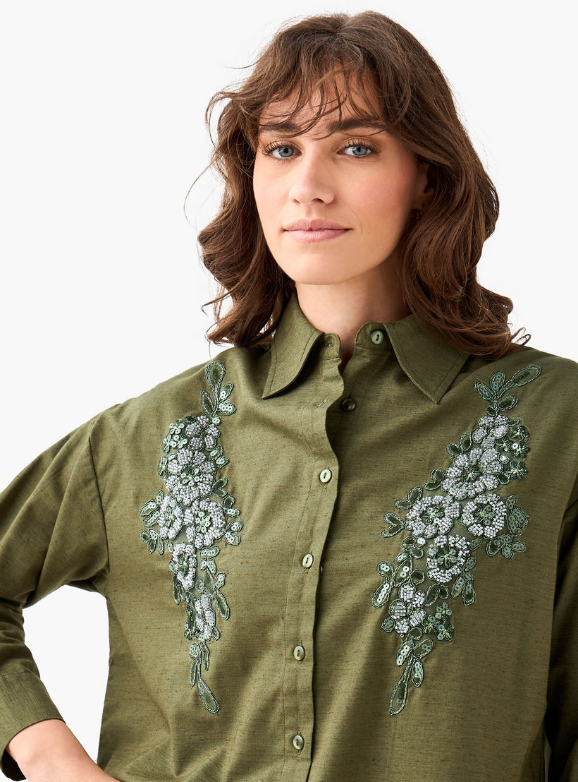 Shirt with Floral Embroidery and Embellishment-women-clothing-shirtsandblouses-shirts-image-6