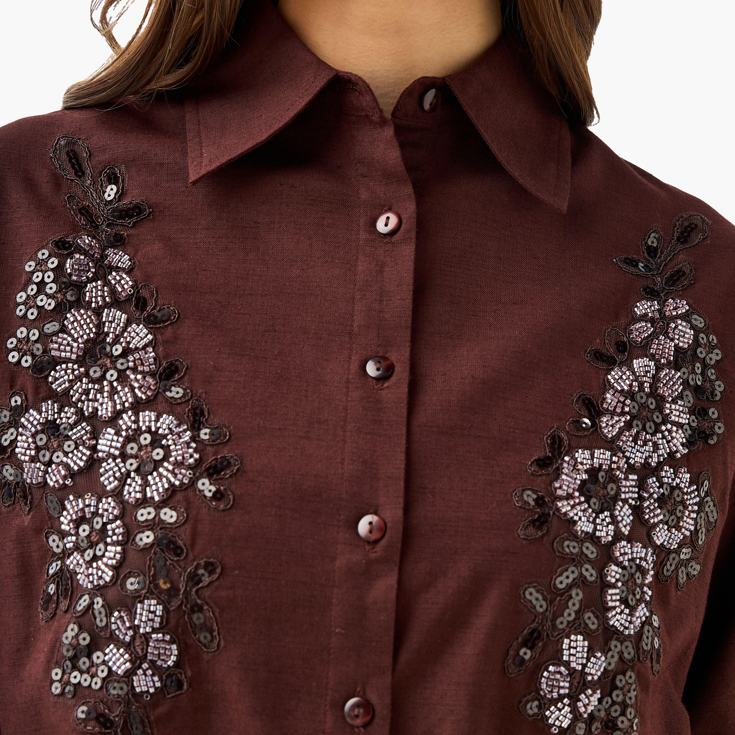 Shirt with Floral Embroidery and Embellishment-women-clothing-shirtsandblouses-shirts-image-6