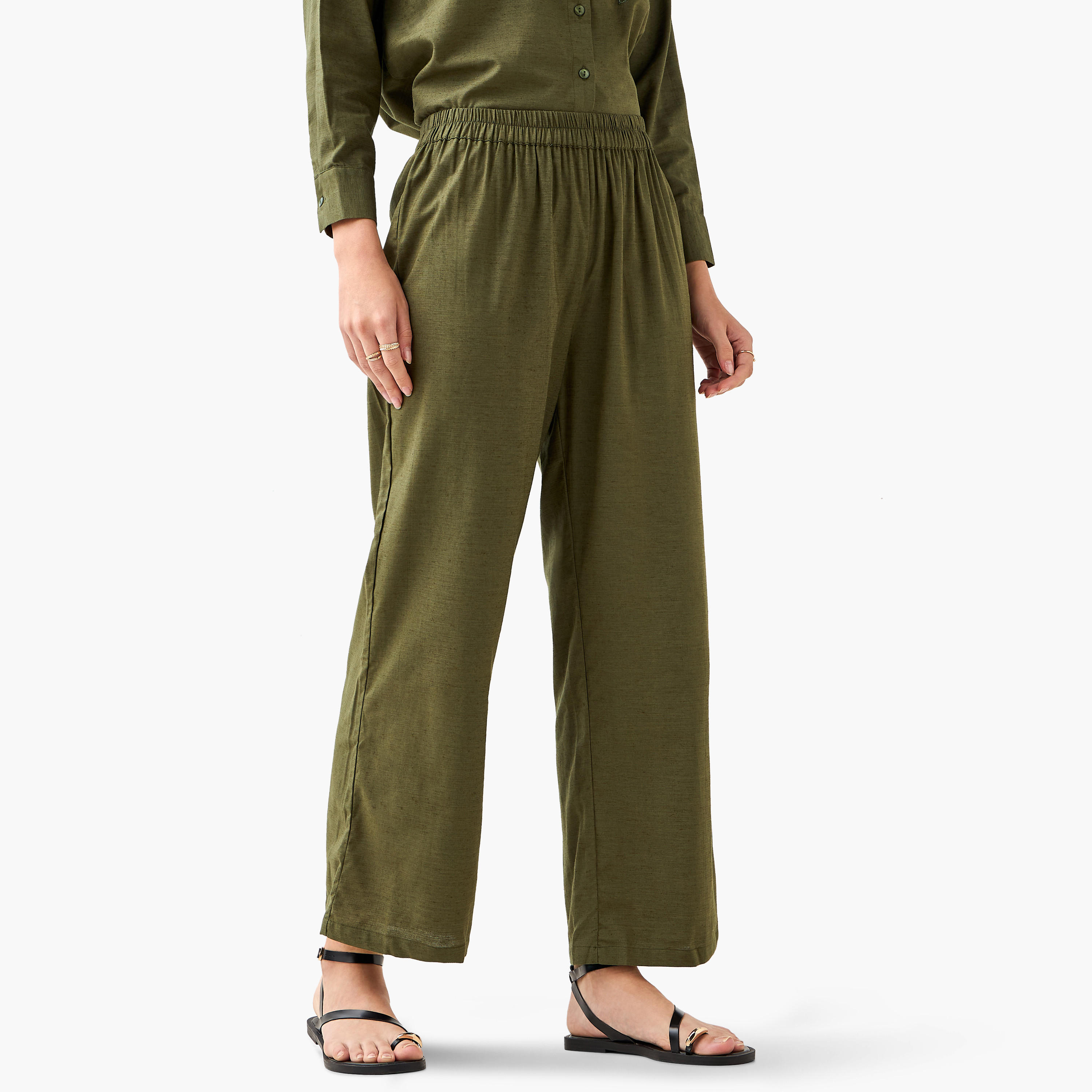 Wide Leg Flexi Waist Pants-women-clothing-coordsets-image-2