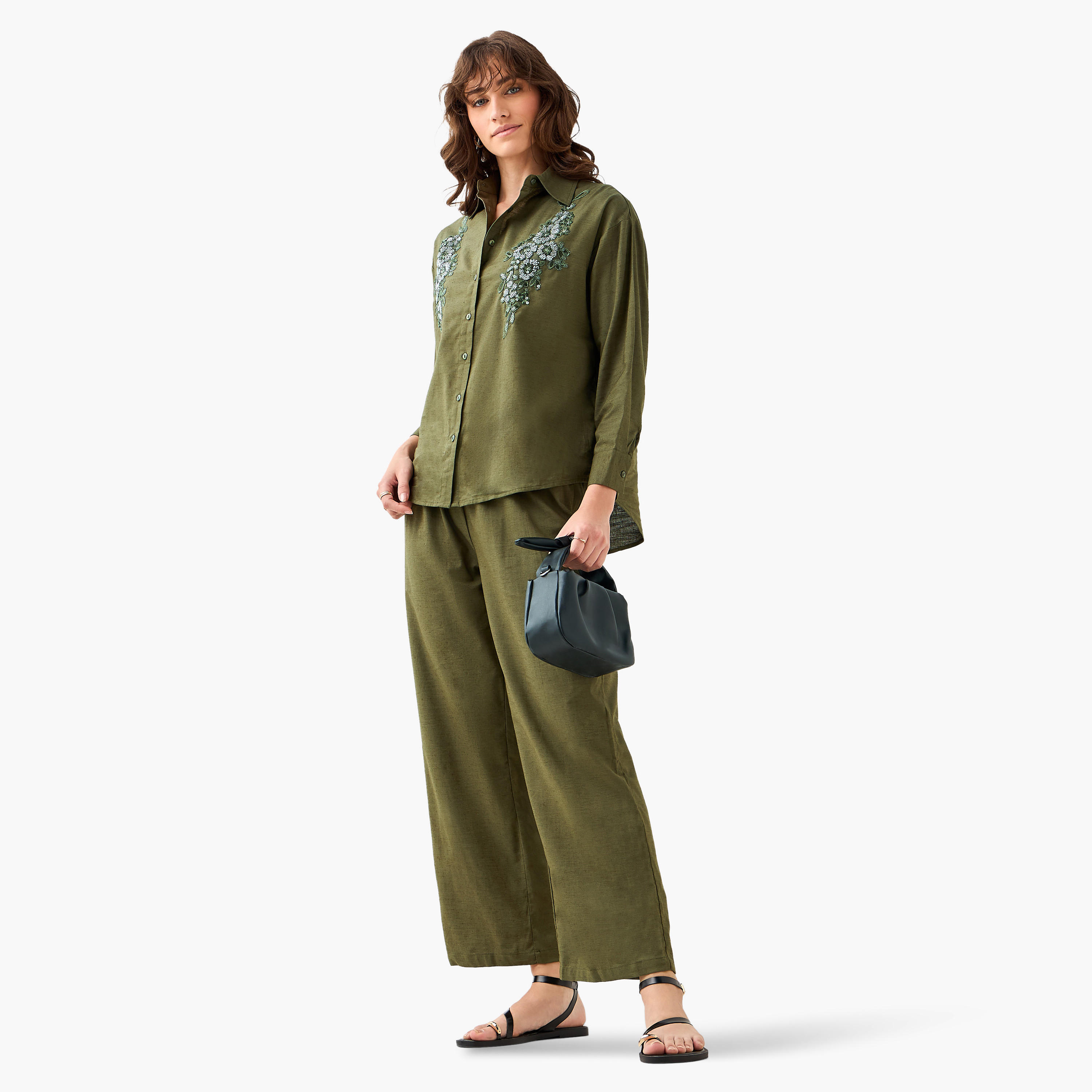 Wide Leg Flexi Waist Pants-women-clothing-coordsets-image-3