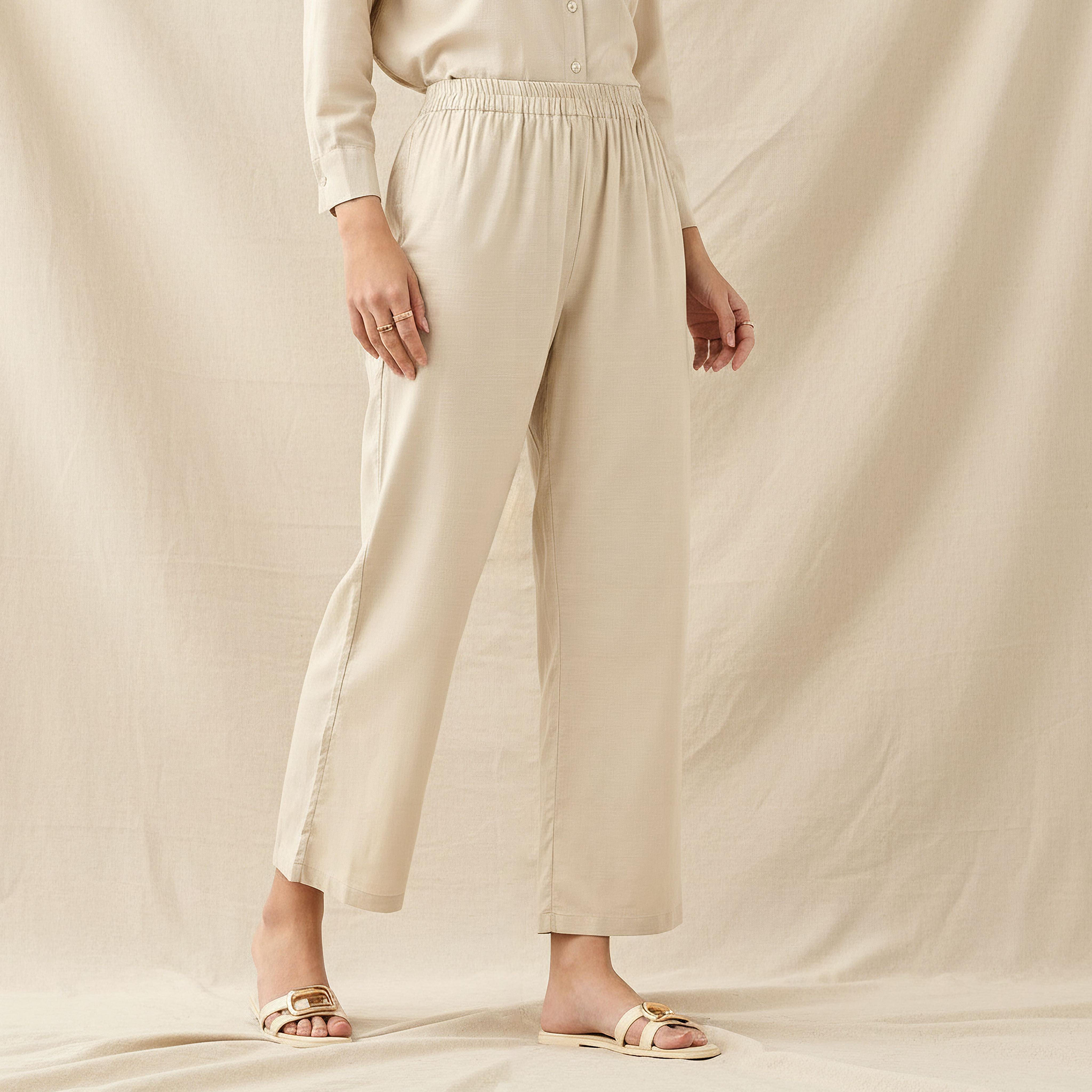 بنطلون واسع الساق بخصر مرن-women-clothing-coordsets-image-1
