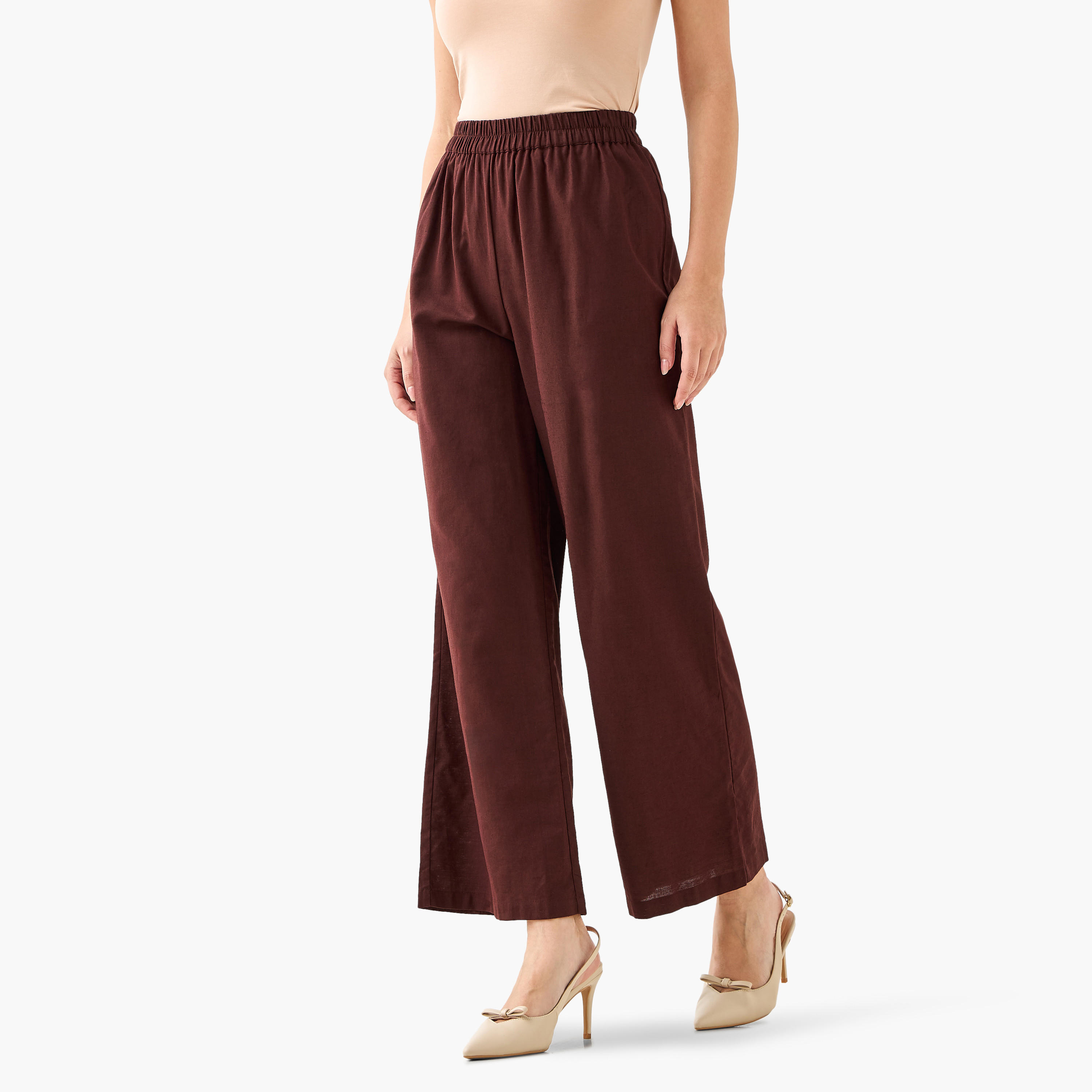 بنطلون واسع الساق بخصر مرن-women-clothing-coordsets-image-2