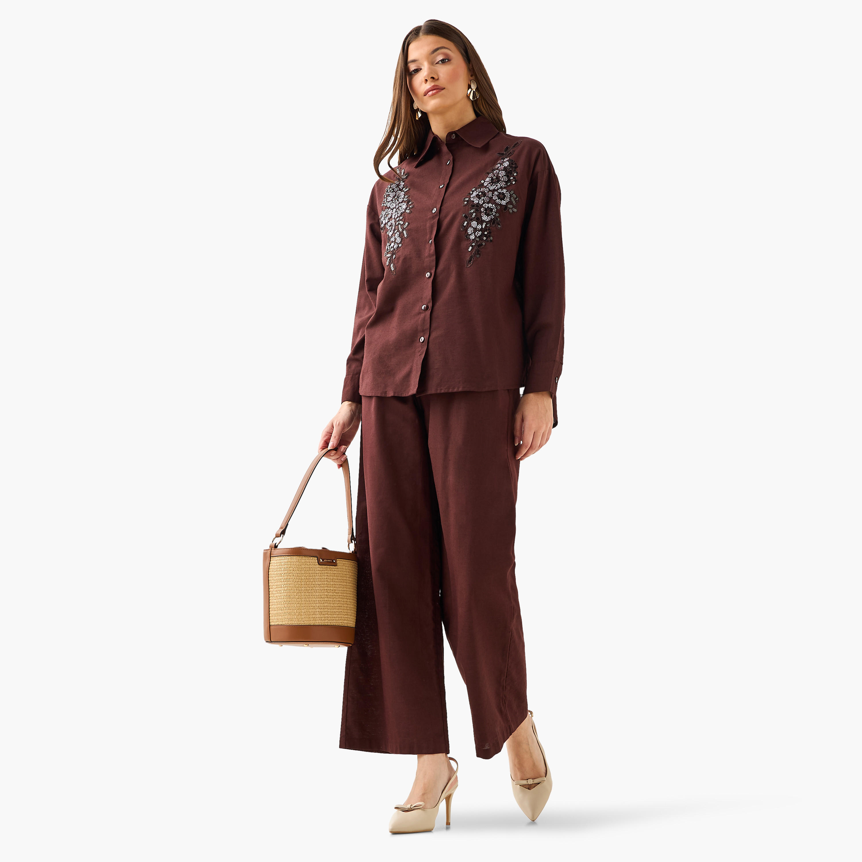بنطلون واسع الساق بخصر مرن-women-clothing-coordsets-image-3