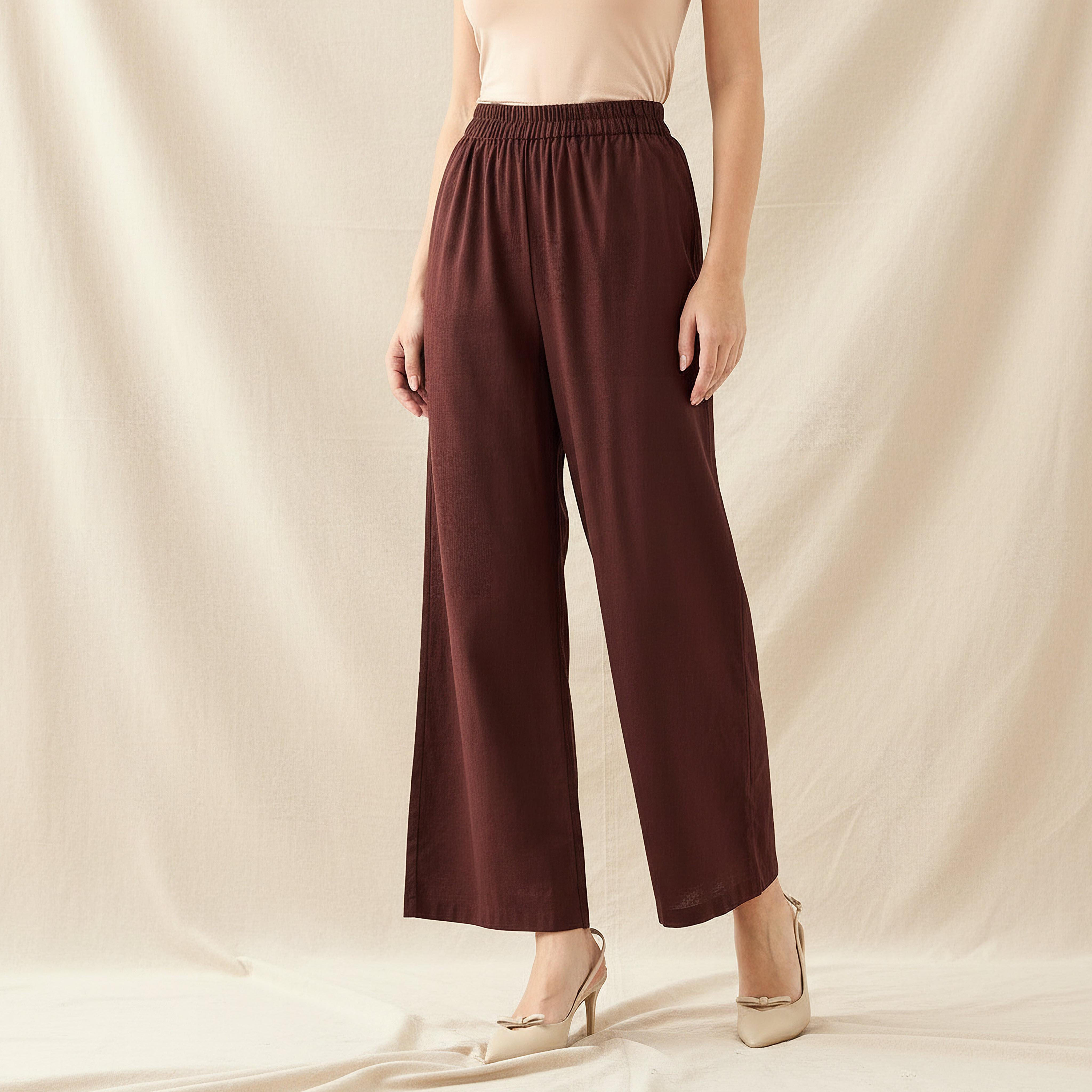 بنطلون واسع الساق بخصر مرن-women-clothing-coordsets-image-1