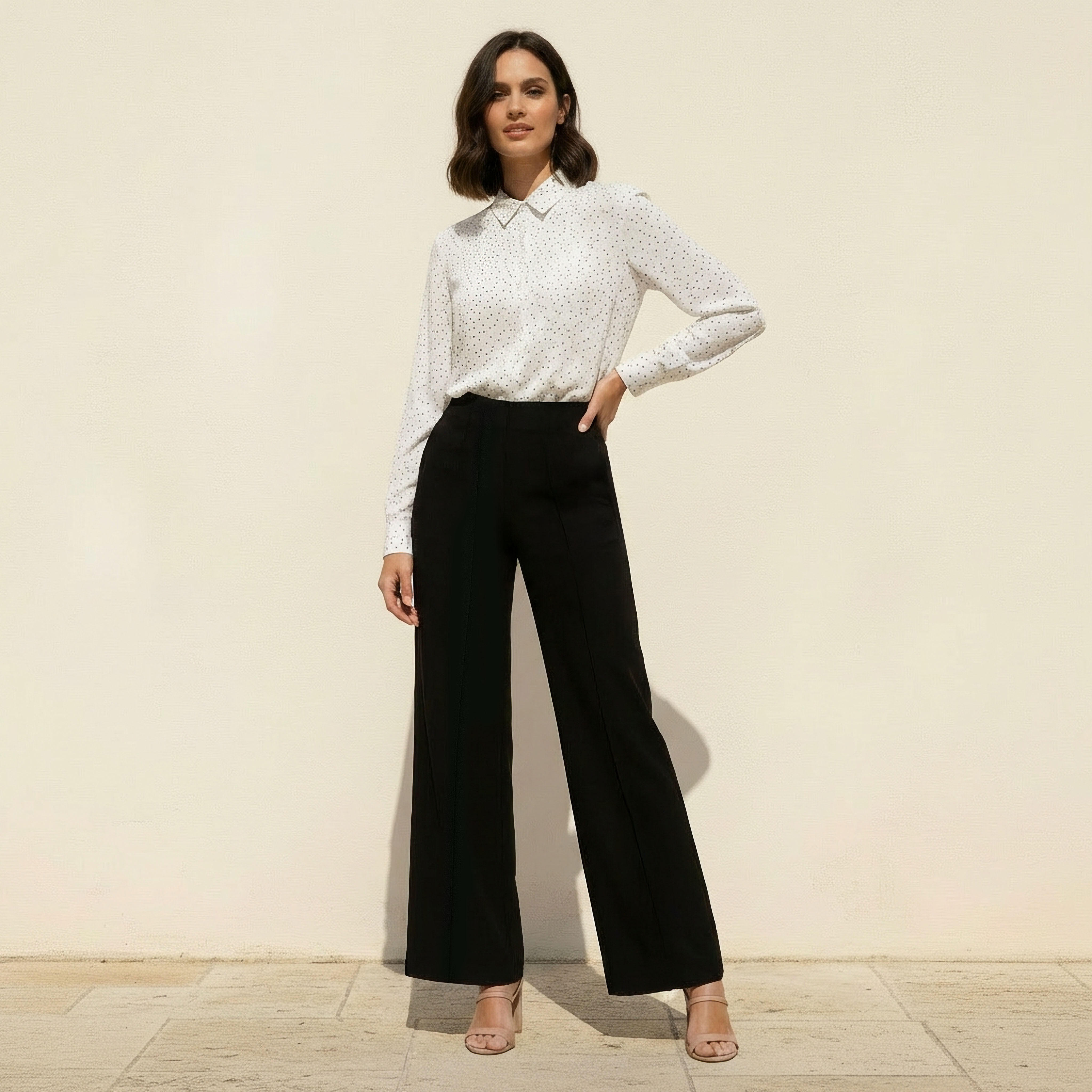 بنطلون بونتي طول كامل بساق واسعة-women-clothing-bottoms-trousers-image-3