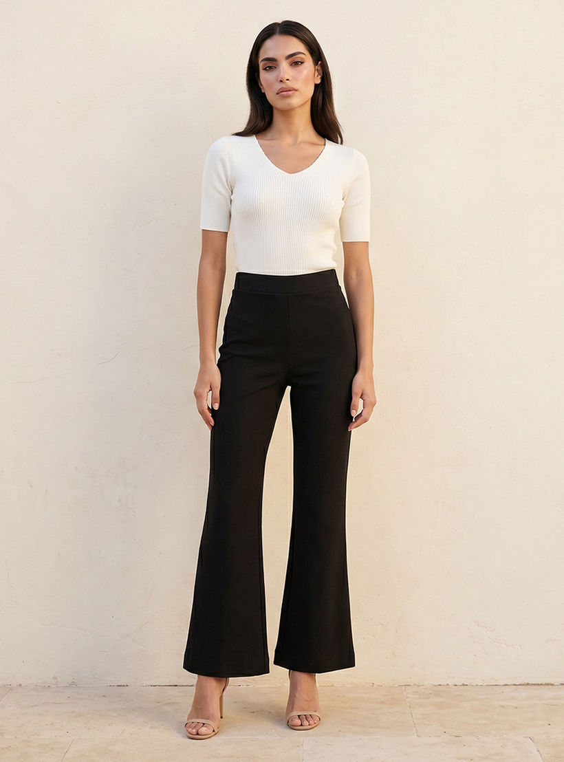 بنطلون مرن بقصة بوت وطول كامل من سبلاش سمارت-women-clothing-bottoms-trousers-image-5