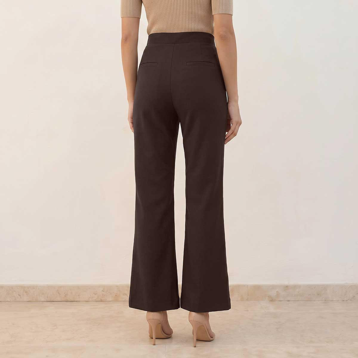 بنطلون مرن بقصة بوت وطول كامل من سبلاش سمارت-women-clothing-bottoms-trousers-image-4