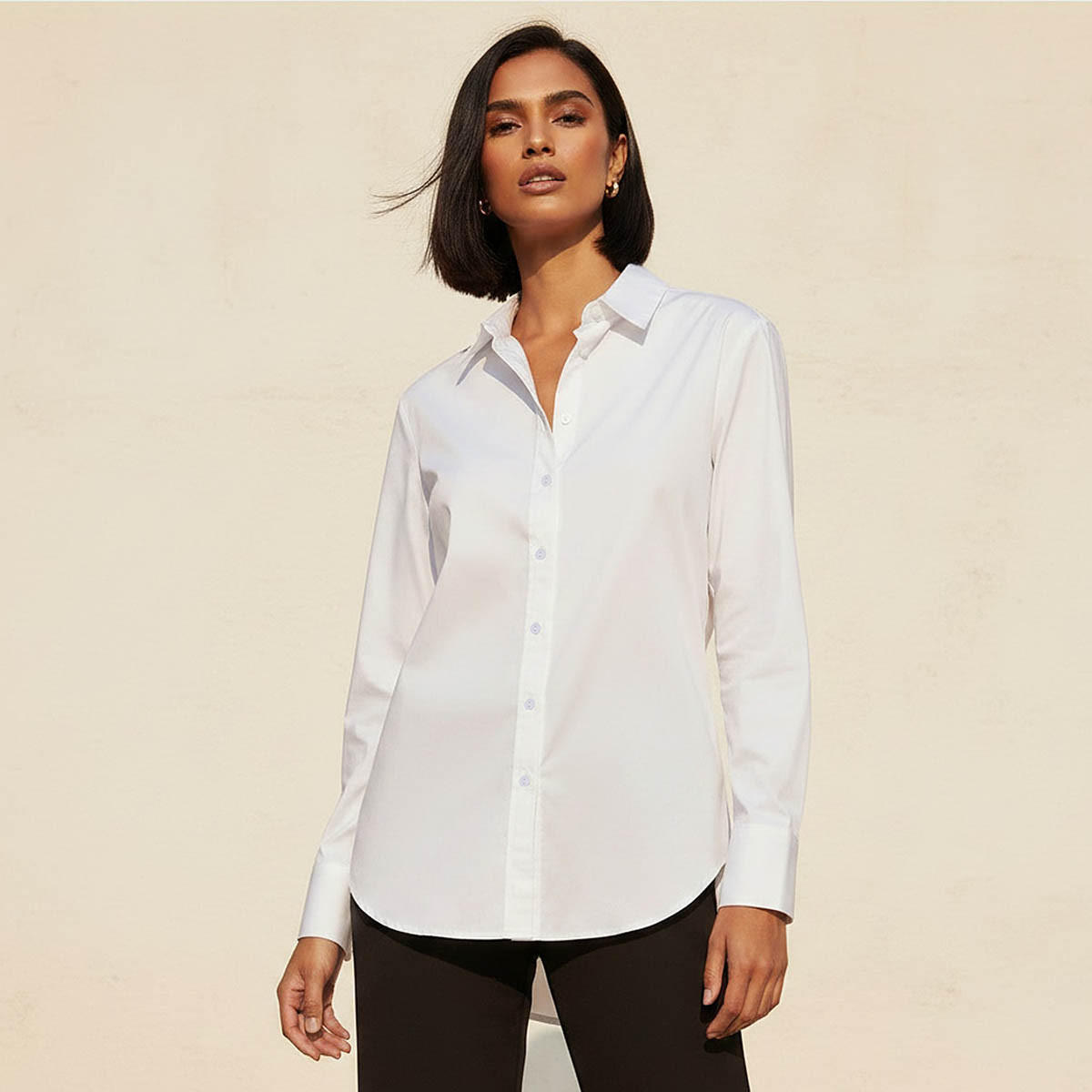 Shirt with High Low Hem-women-clothing-shirtsandblouses-shirts-image-1