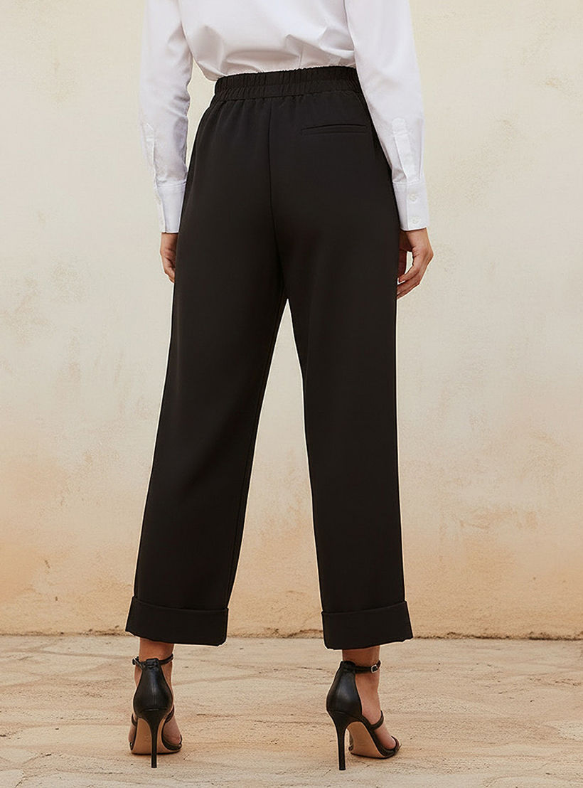 Elasticated Waist Turn Up Trousers-women-clothing-bottoms-trousers-image-4