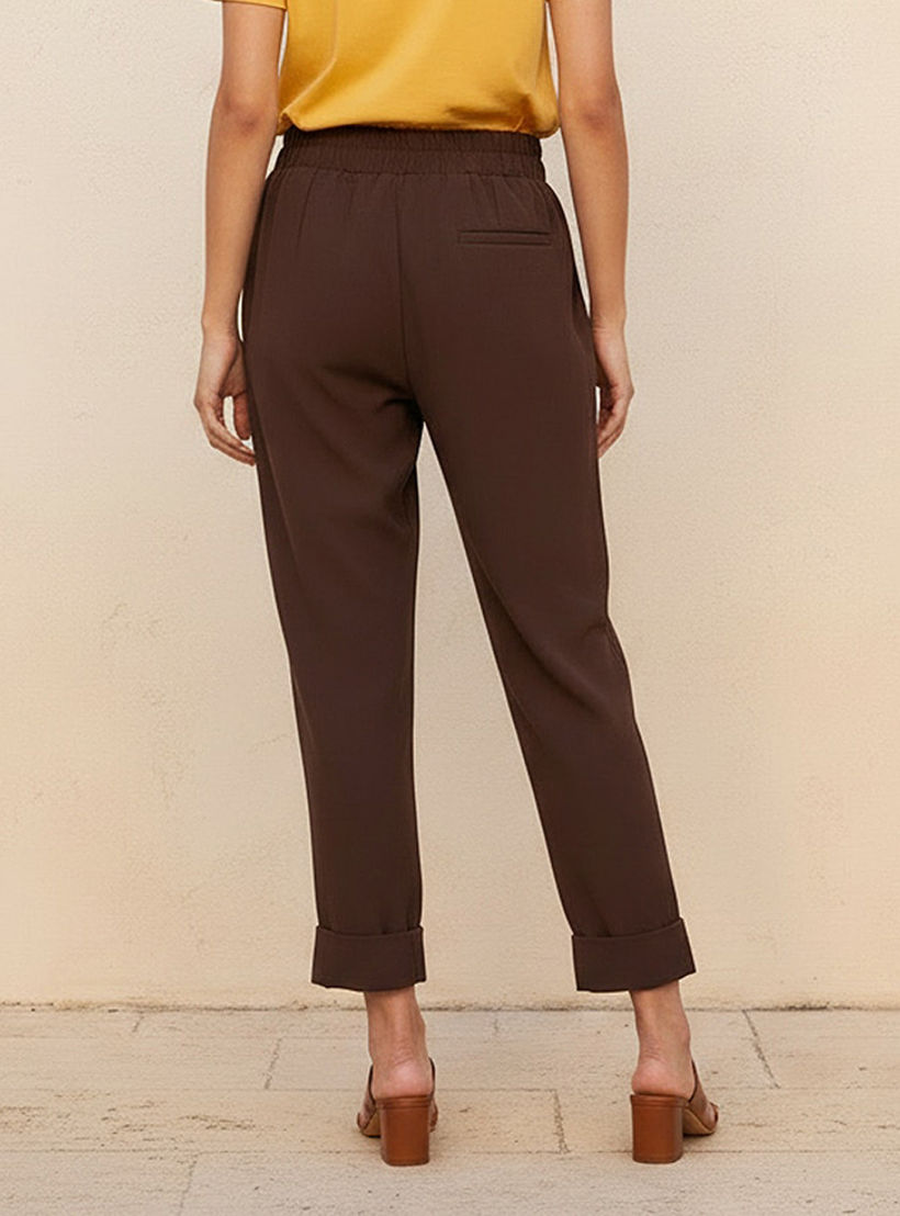 Elasticated Waist Turn Up Trousers-women-clothing-bottoms-trousers-image-4