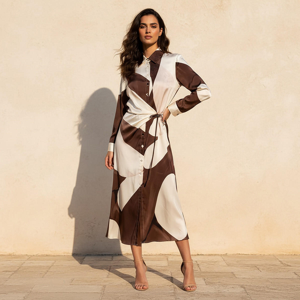 Printed Women Wrap Shirt Dress with Tie-Ups-women-clothing-dresses-image-1