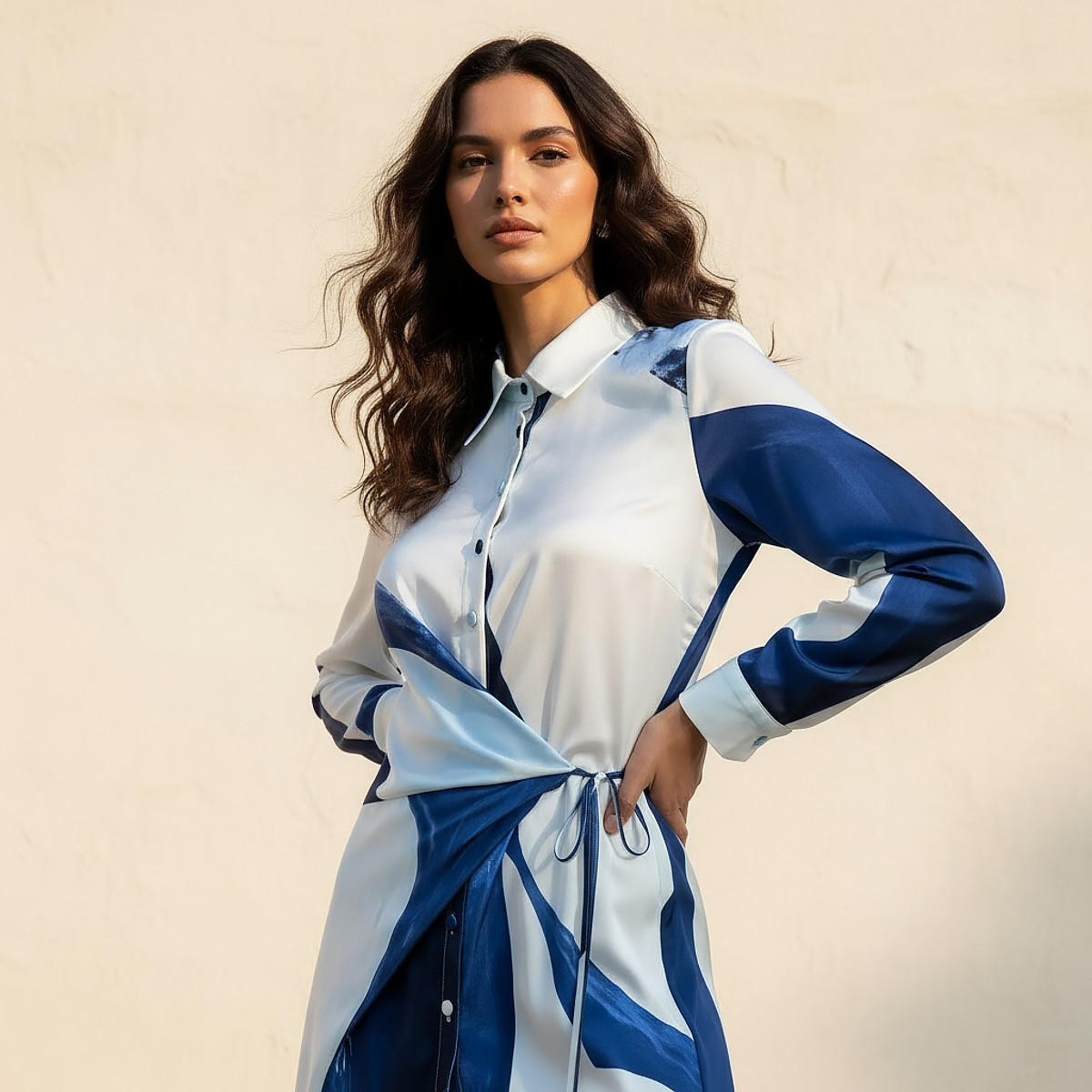 فستان قميص ملفوف بأربطة وطبعات للنساء-women-clothing-dresses-image-3