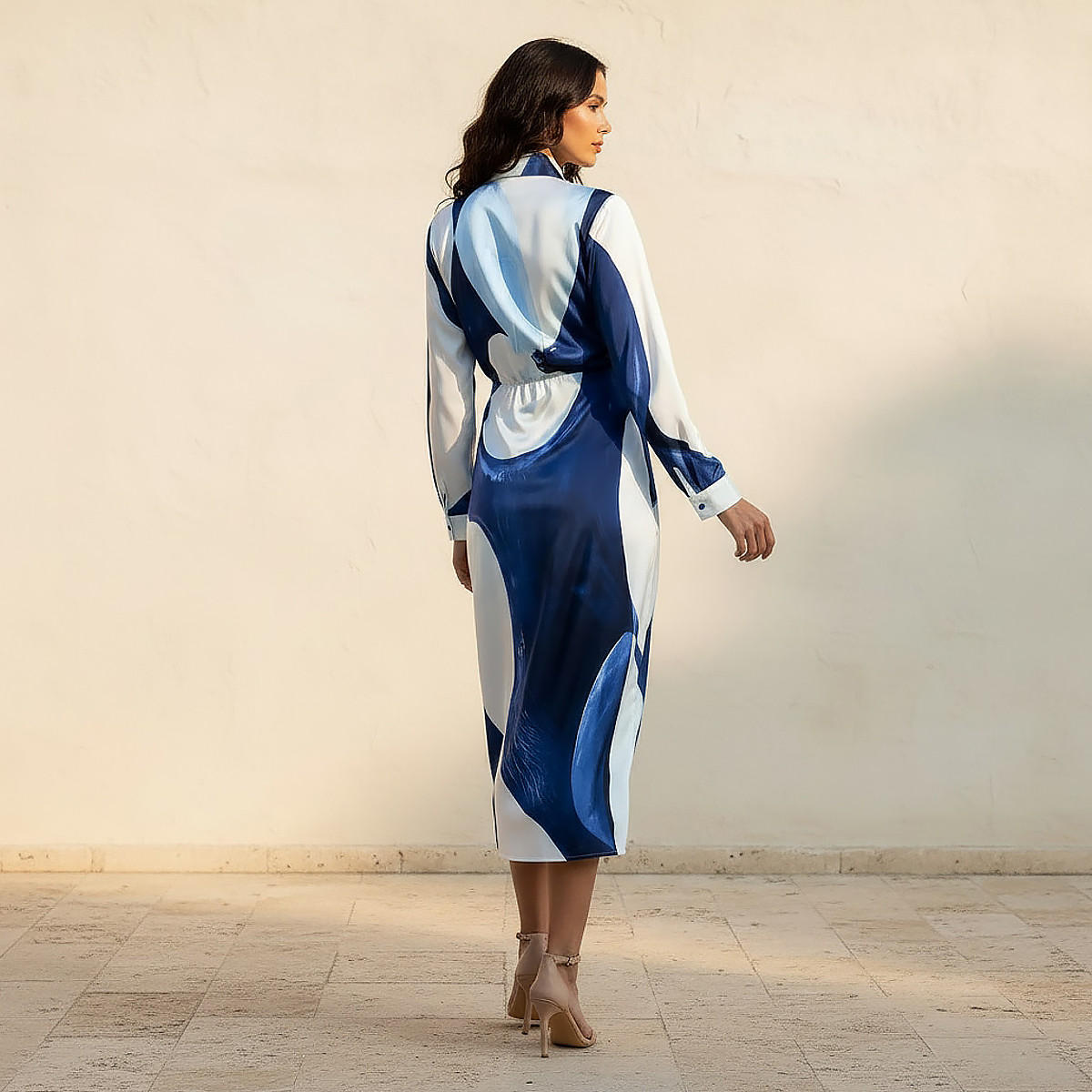 فستان قميص ملفوف بأربطة وطبعات للنساء-women-clothing-dresses-image-4