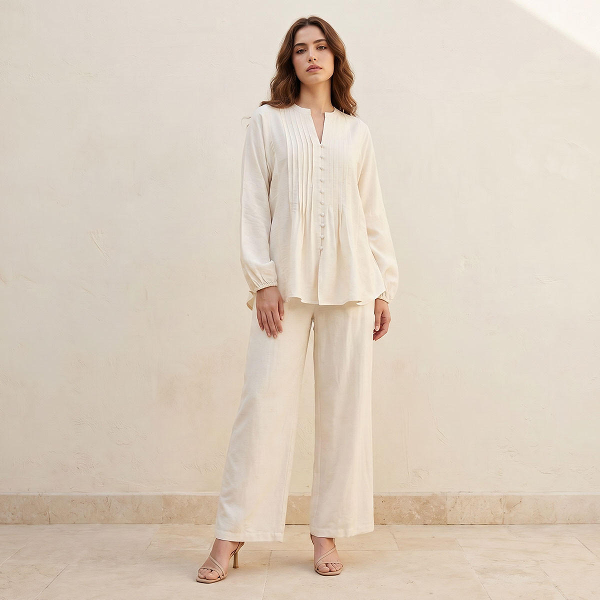 بلوزة كتان بطيات-women-clothing-coordsets-image-3